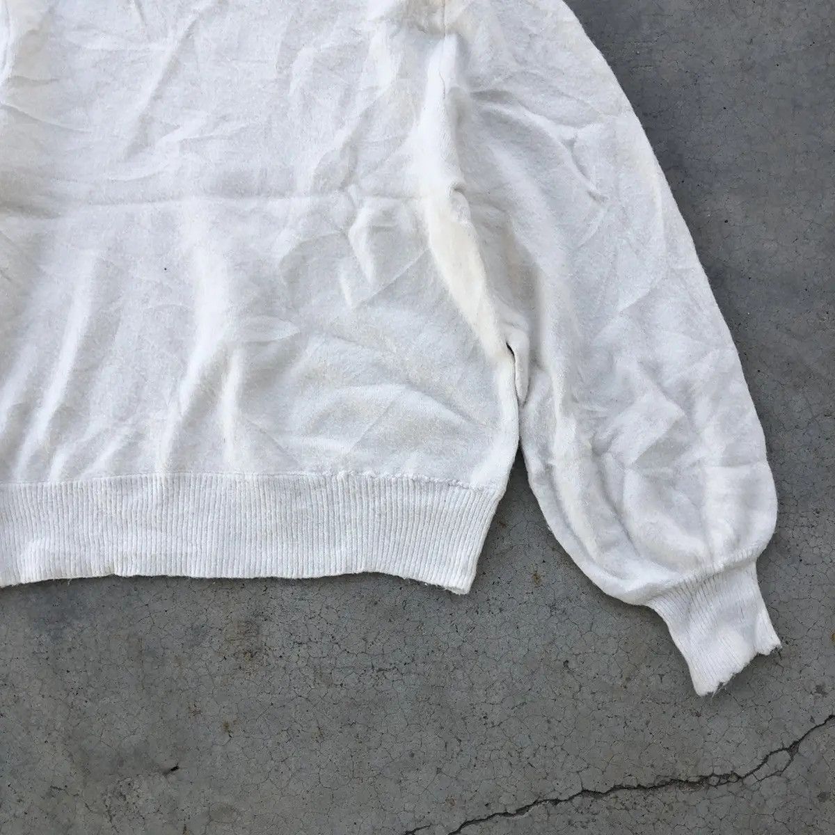 Aran Isles Knitwear × Homespun Knitwear Knitsweater White Milk Pullover/Jumper Ballon's Sleeve Size US M / EU 48-50 / 2 - 10 Thumbnail