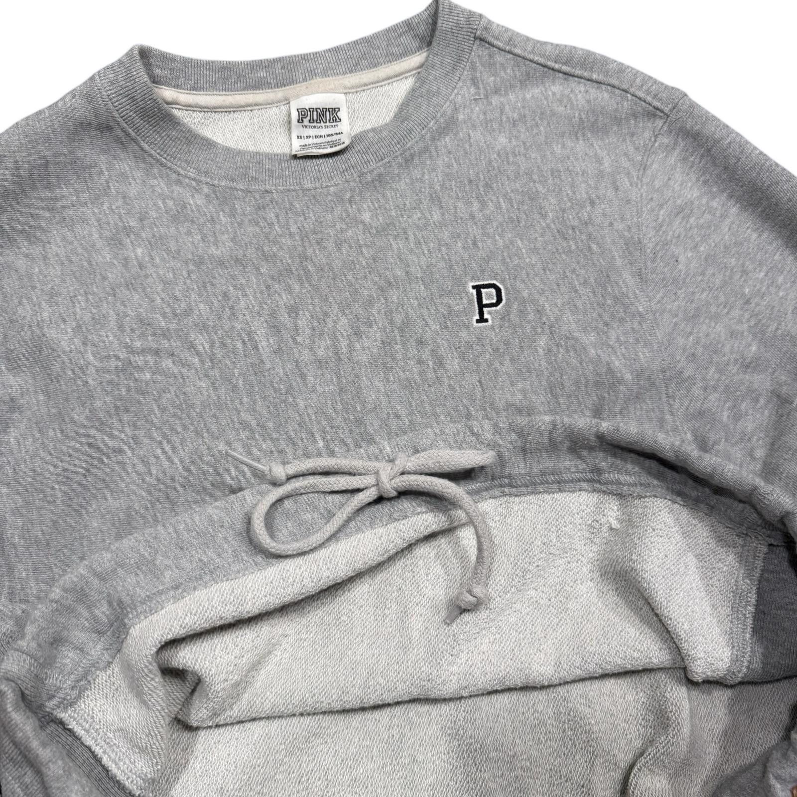 Pink PINK Cropped Gray Sweatshirt Crewneck Size XS / US 0-2 / IT 36-38 - 2 Thumbnail