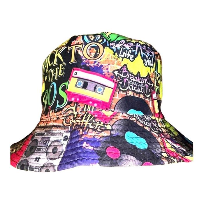 Streetwear NWT Back To 90s Graffiti Art Bucket Hat Unisex OS