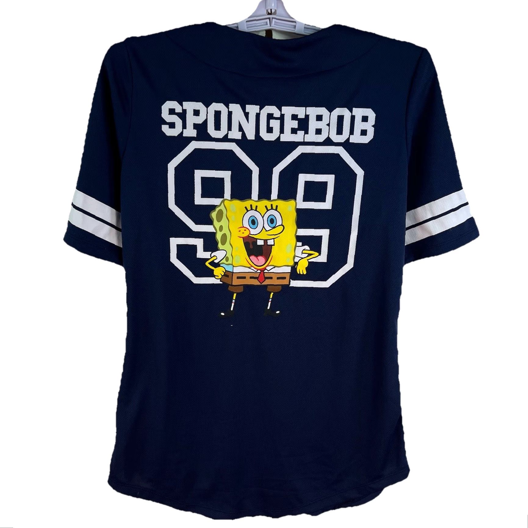Nickelodeon Nickelodeon SpongeBob Jersey Shirt Womens Juniors L Blue 90s Cartoon Retro Button-Up Size L / US 10 / IT 46 - 5 Thumbnail