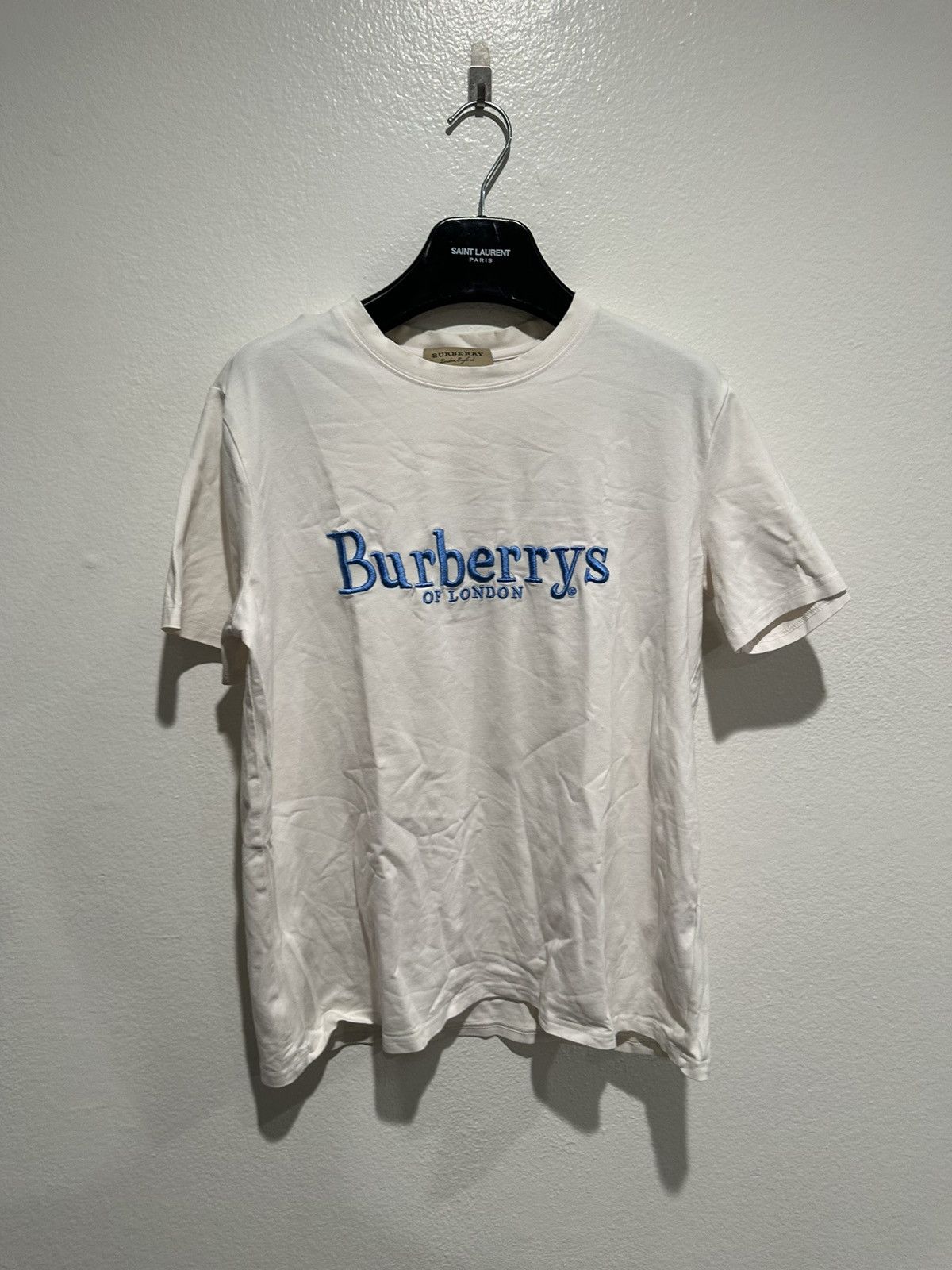 image of Burberry Embroidered Logo Tee in Cream, Men's (Size Large)