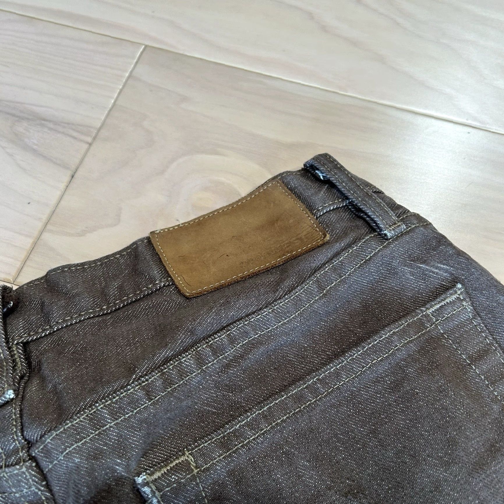 Denime RPM West Selvedge Denim Jeans Men’s 30x29 Slim Low Rise Dark Brown 5-Pocket Button Closure United States Vintage Style Streetwear 30 in Inseam Men Size US 30 / EU 46 - 5 Thumbnail