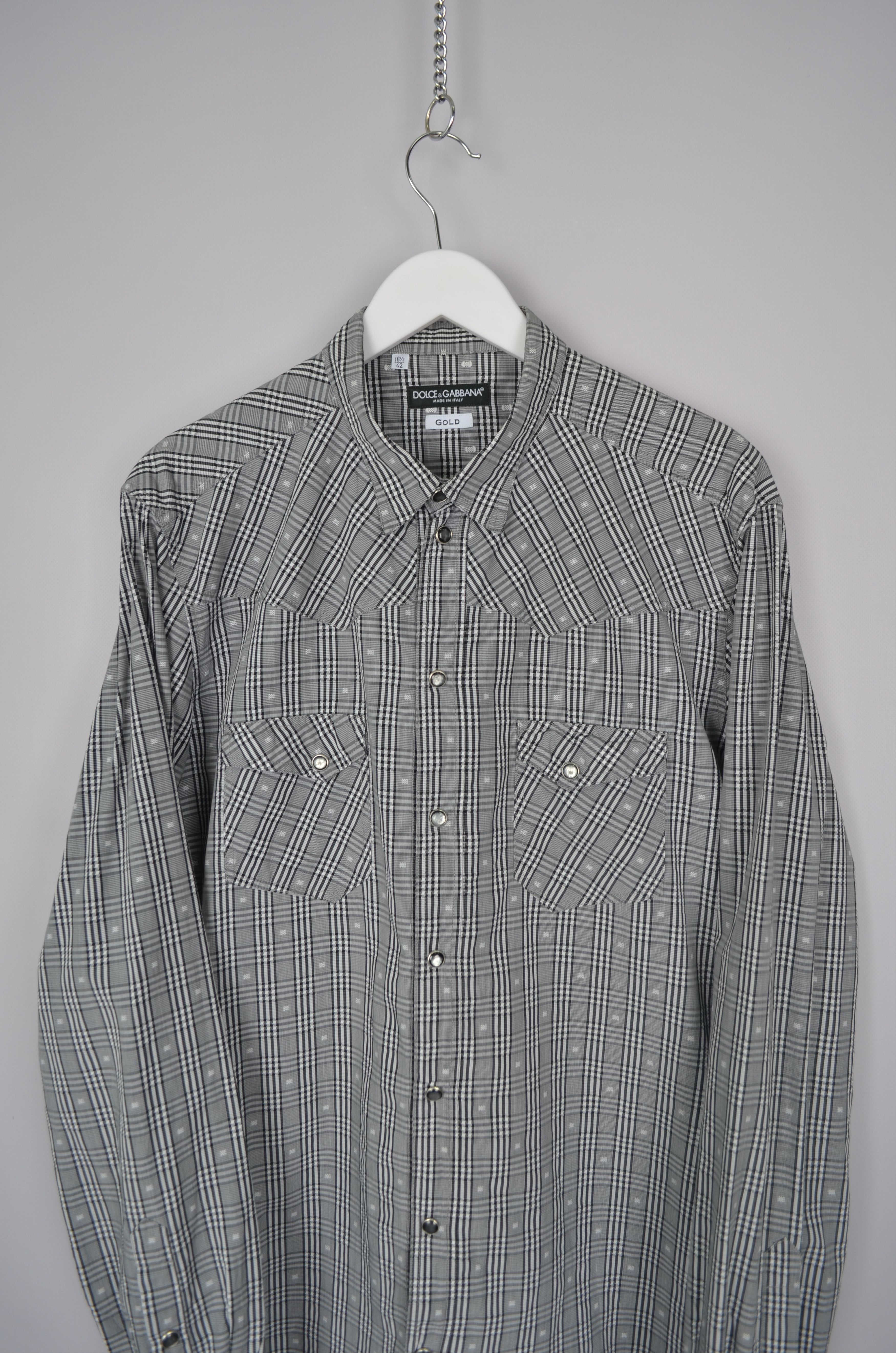 Dolce & Gabbana × Vintage Dolce & Gabbana GOLD Snap Western Check Shirt Runway Size L Size US L / EU 52-54 / 3 - 2 Thumbnail