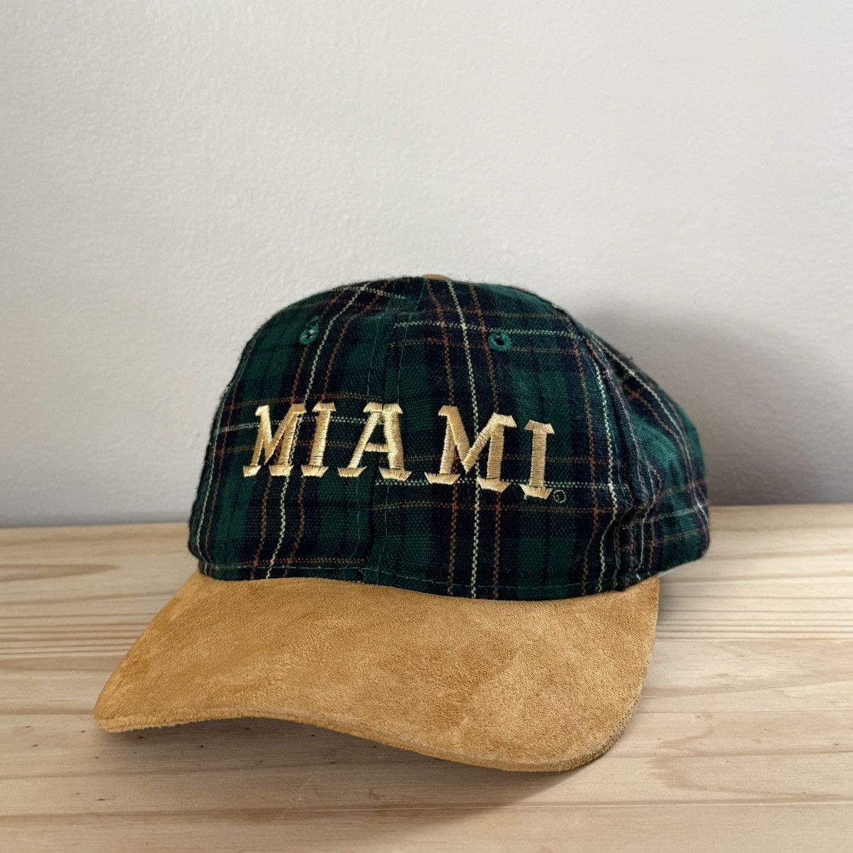 Vintage Miami Plaid Strapback Green Vintage Style Suede Brim Adult Size ONE SIZE - 4 Thumbnail