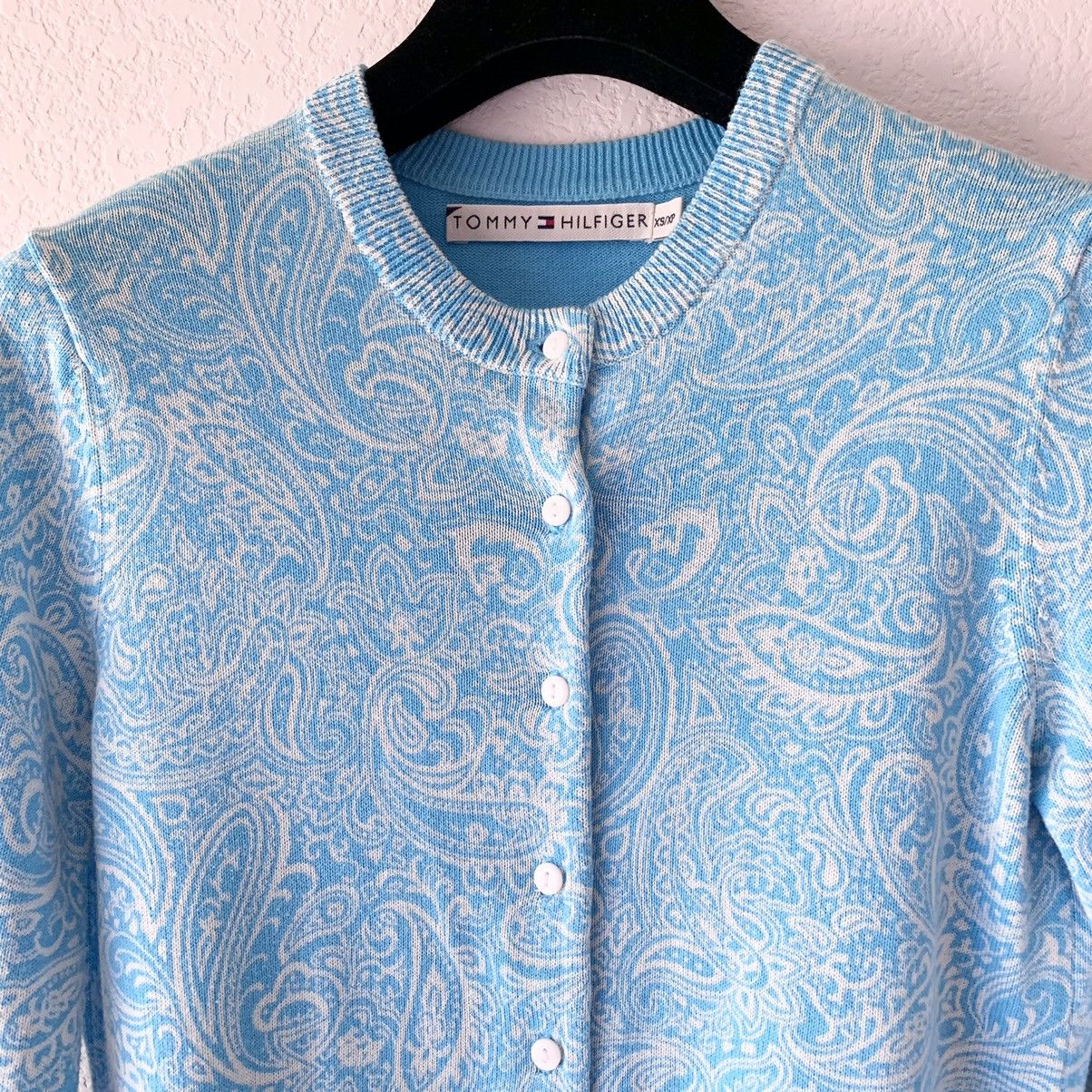 Y2K paisley blue cardigan