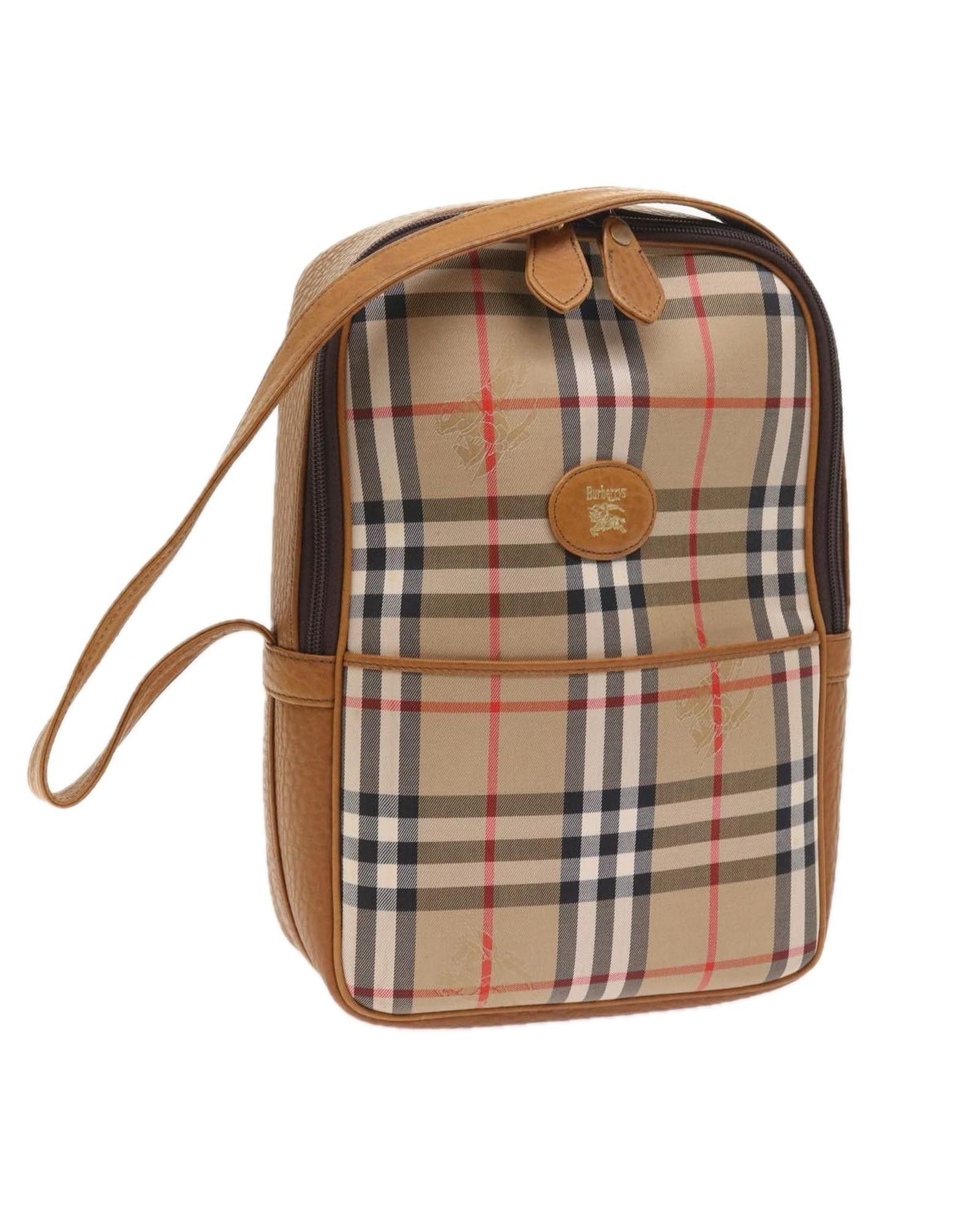 image of Burberry Beige Synthetic Check Bag, Women's