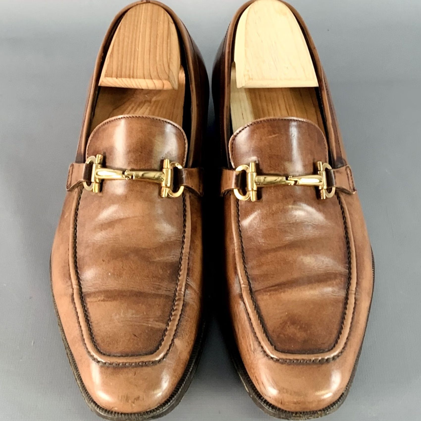 Salvatore Ferragamo SALVATORE FERRAGAMO Horsebit Loafers Brown Leather Gold Size 7 Size US 7 / EU 40 - 4 Thumbnail