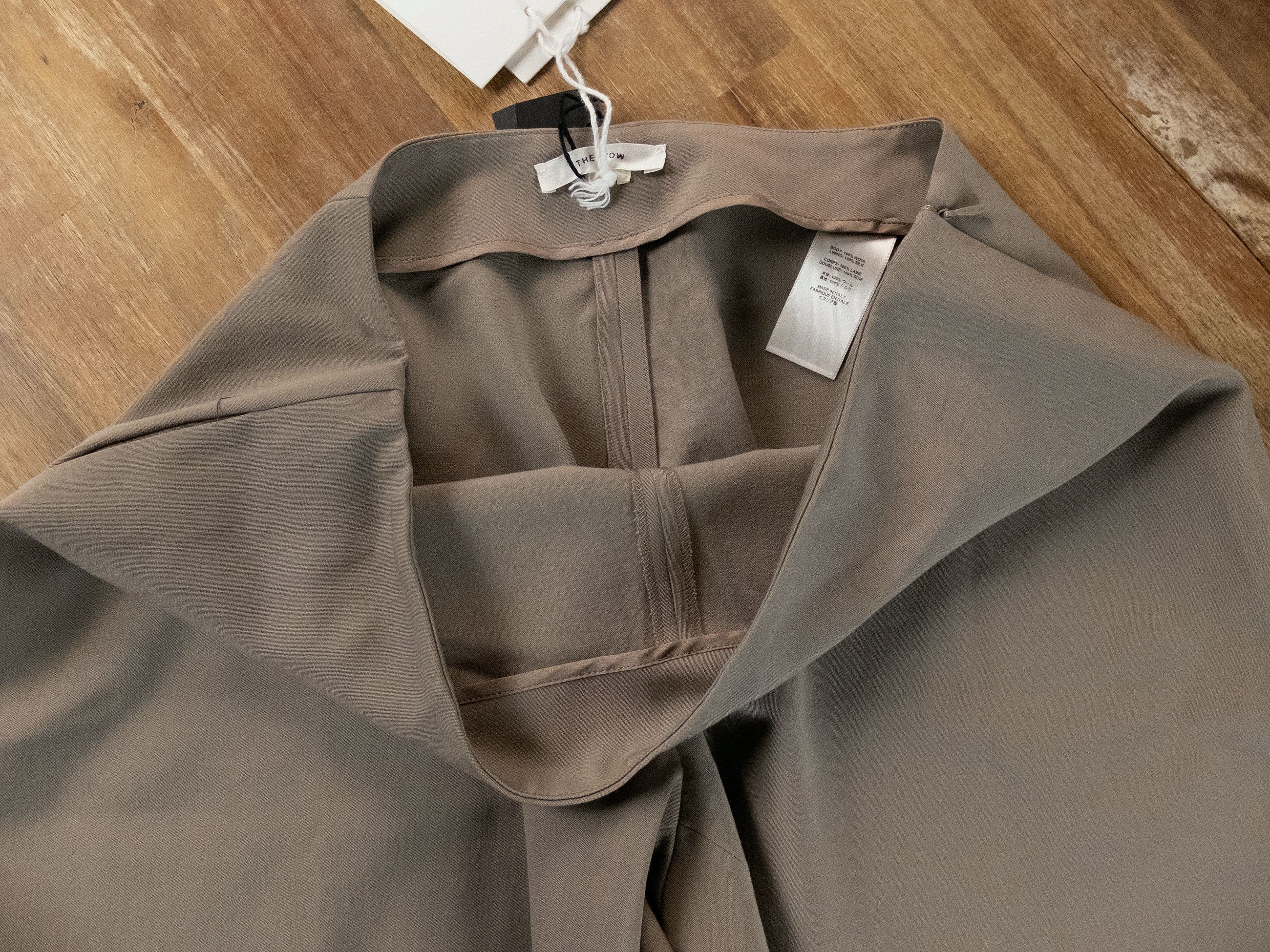 The Row THE ROW Dela taupe gray wide leg wool pants Size 4 US Size 27" / US 4 / IT 40 - 7 Thumbnail