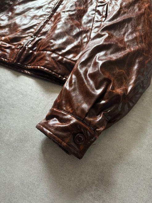 Moschino 2000s Moschino Enigmatic Brown Distressed Pilot Jacket Size US S / EU 44-46 / 1 - 8 Thumbnail
