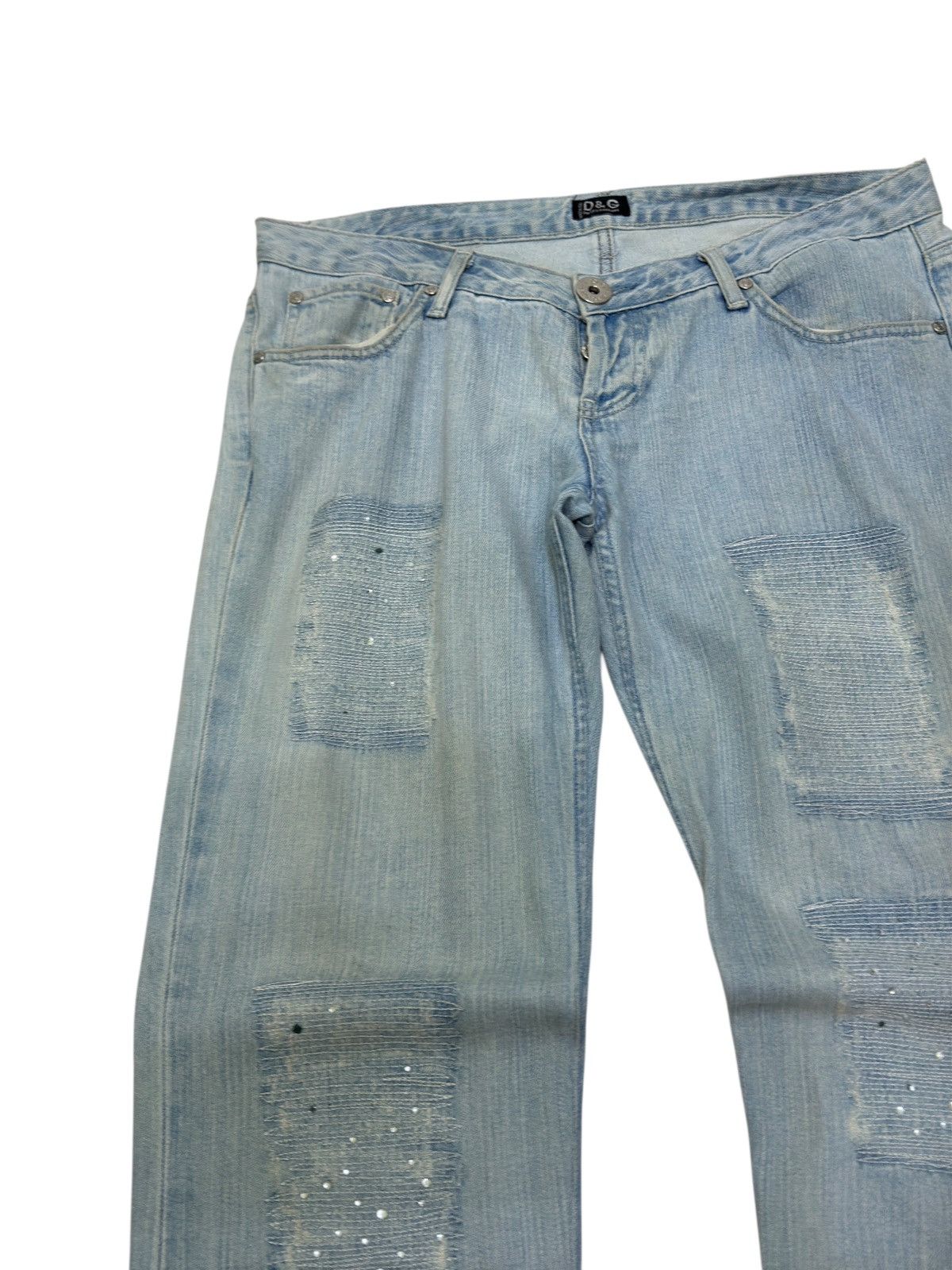 Dolce & Gabbana Dolce & Gabbana Zigzag Sun Faded Jeans Rare Swarovski Style Size US 34 / EU 50 - 4 Thumbnail