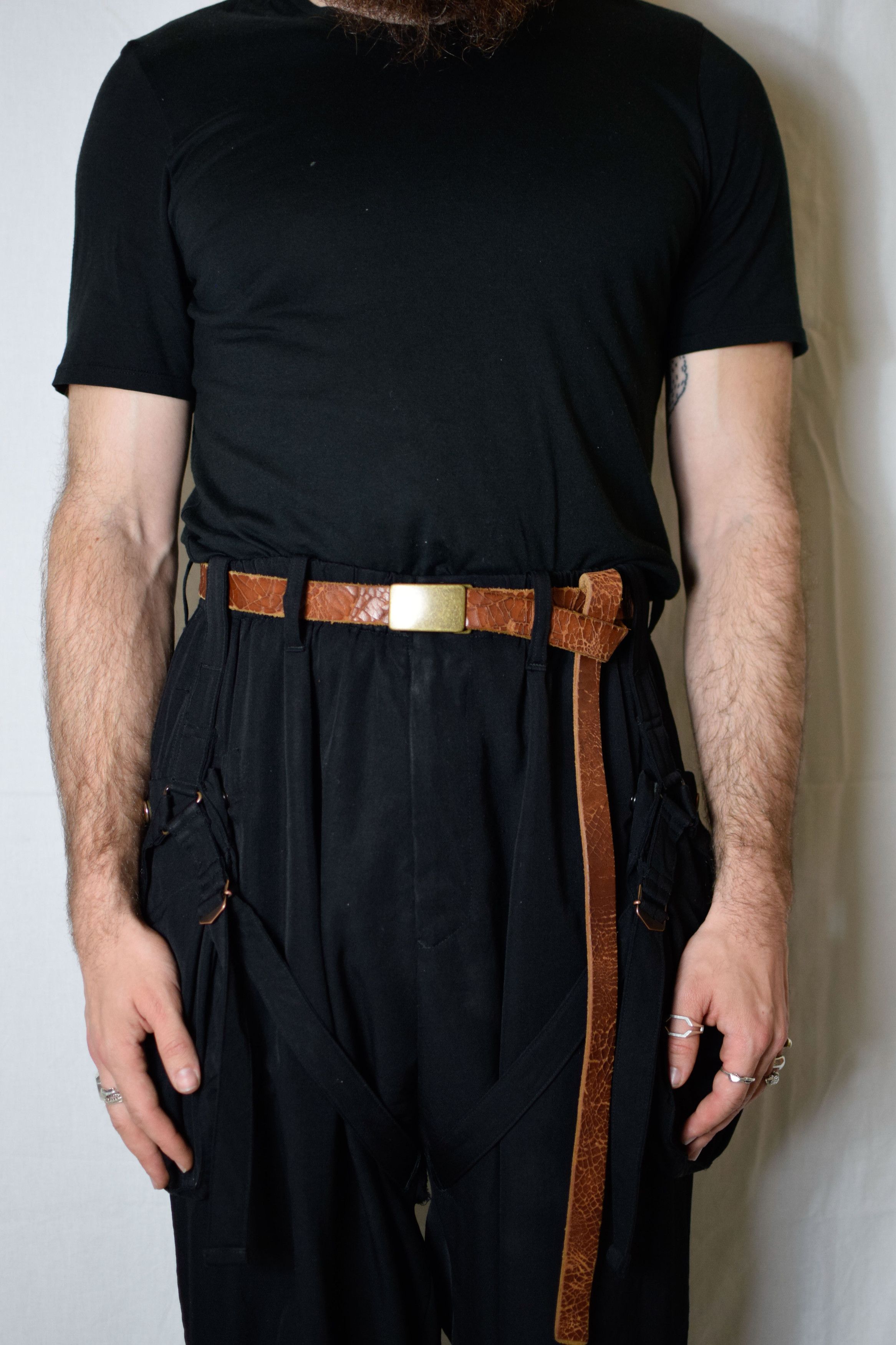 Yohji Yamamoto YYPH Cracked Leather Belt - HD-F01-720 Size ONE SIZE - 1 Thumbnail