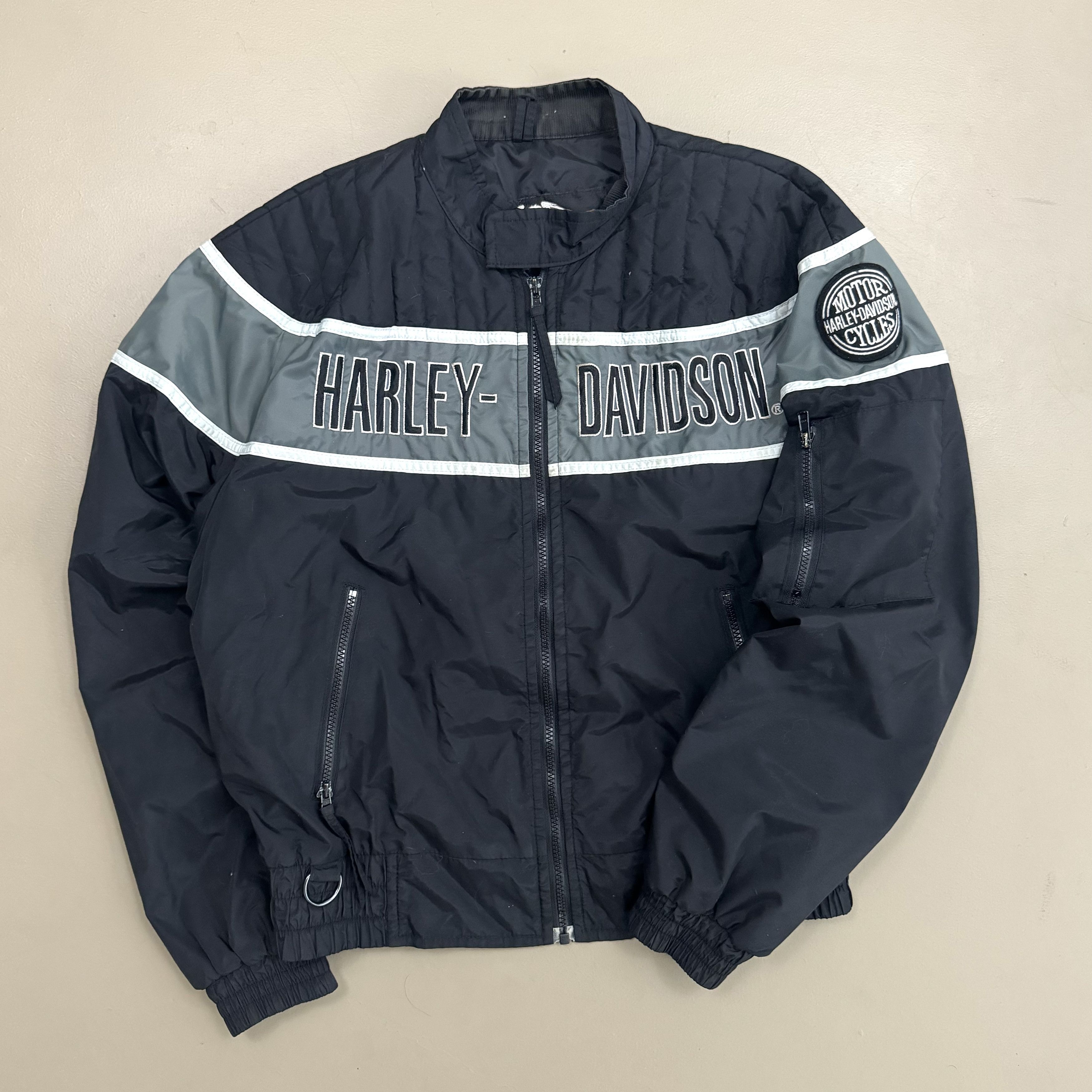 image of VTG 00S Y2K Harley Davidson Riding Biker Motorcycle Jacket in Black, Men's (Size Medium)
