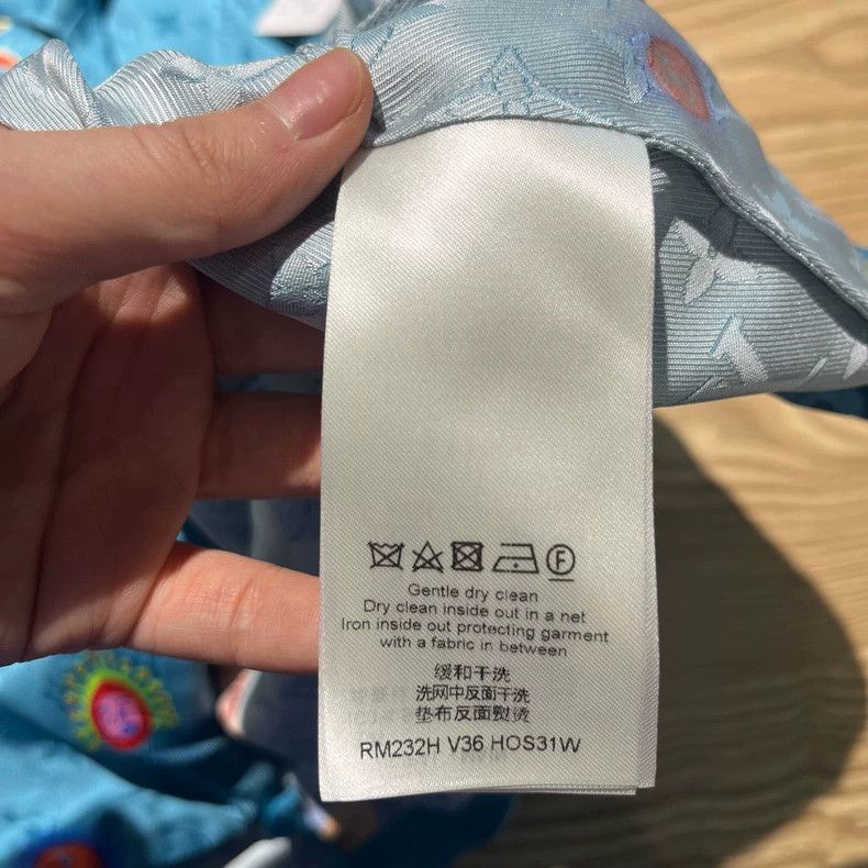 Louis Vuitton Louis Vuitton Blue Yayoi Kusama Short Sleeve Shirt with Em Size US XS / EU 42 / 0 - 4 Thumbnail