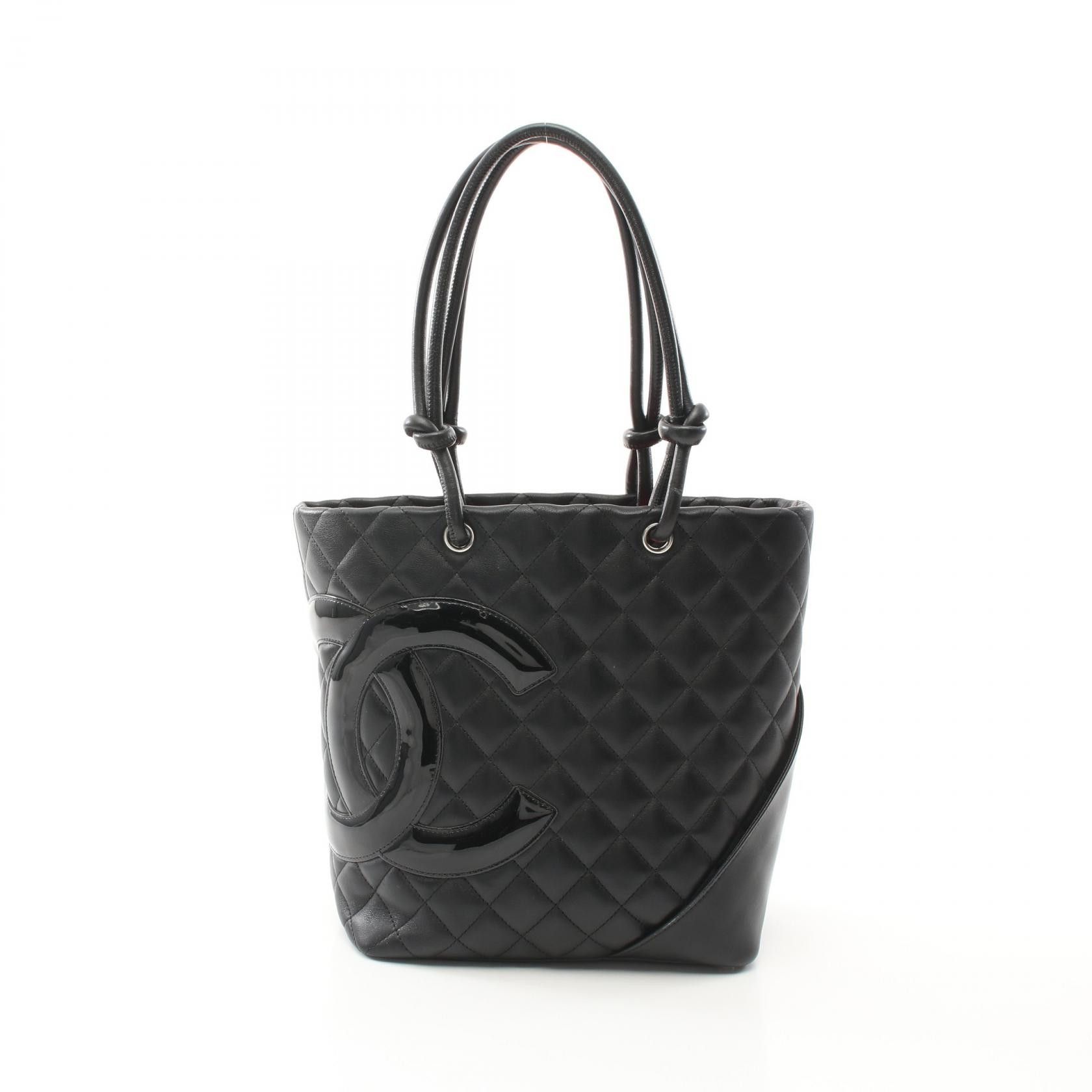 Chanel Chanel Cambon Line Leather Patent Leather Tote Bag Leather Tote Bag A25167 in Black, Women's