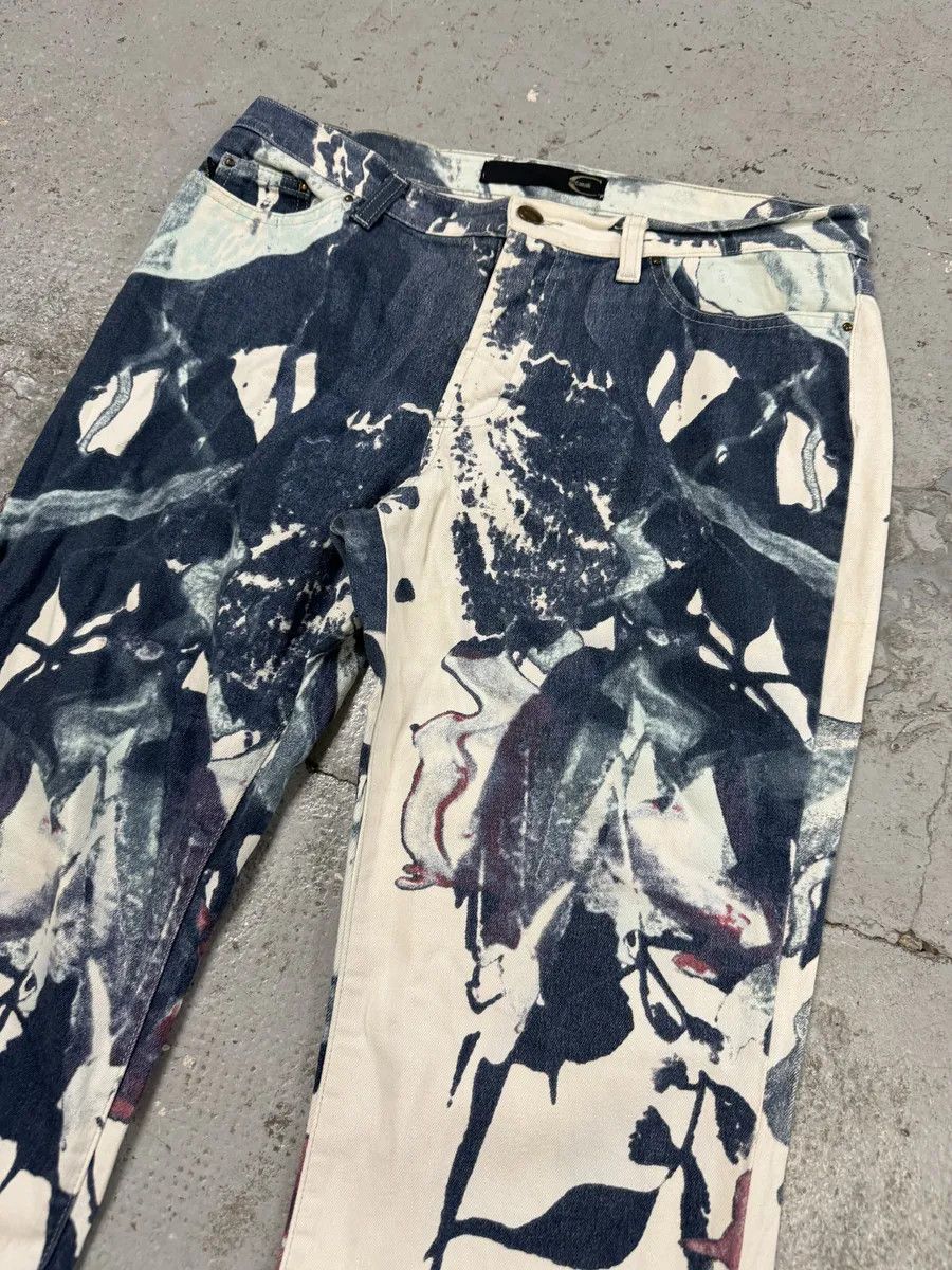Just Cavalli 2000s Cavalli White Floral Spectrum Relaxed Straight Pants Size US 32 / EU 48 - 11 Thumbnail