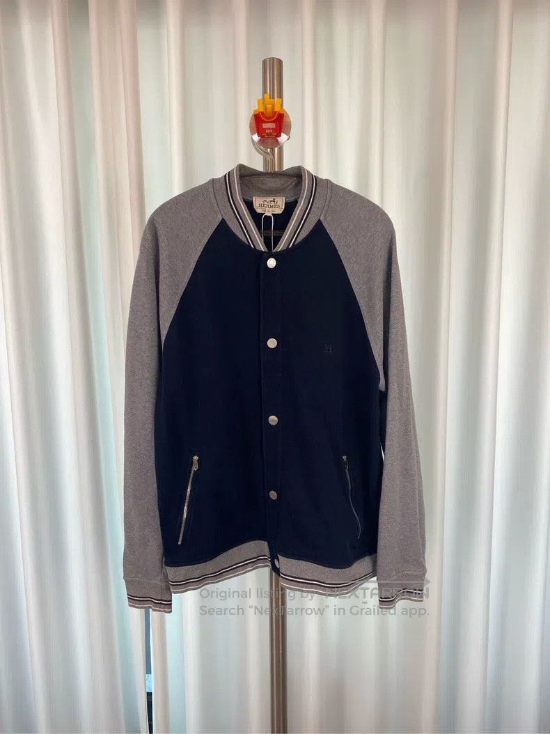 Hermes Hermes Black and Gray Contrast Embroidered Baseball Jacket Size US L / EU 52-54 / 3 - 1 Thumbnail