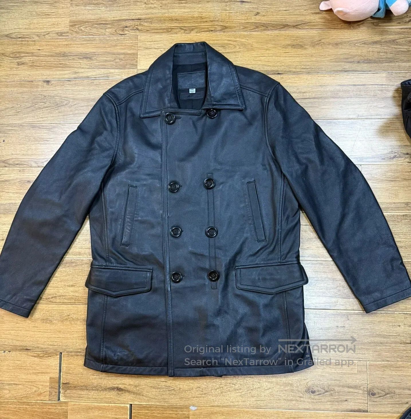 VINNY's Vintage Double-Breasted Leather Coat. Size US XXL / EU 58 / 5 - 1 Thumbnail
