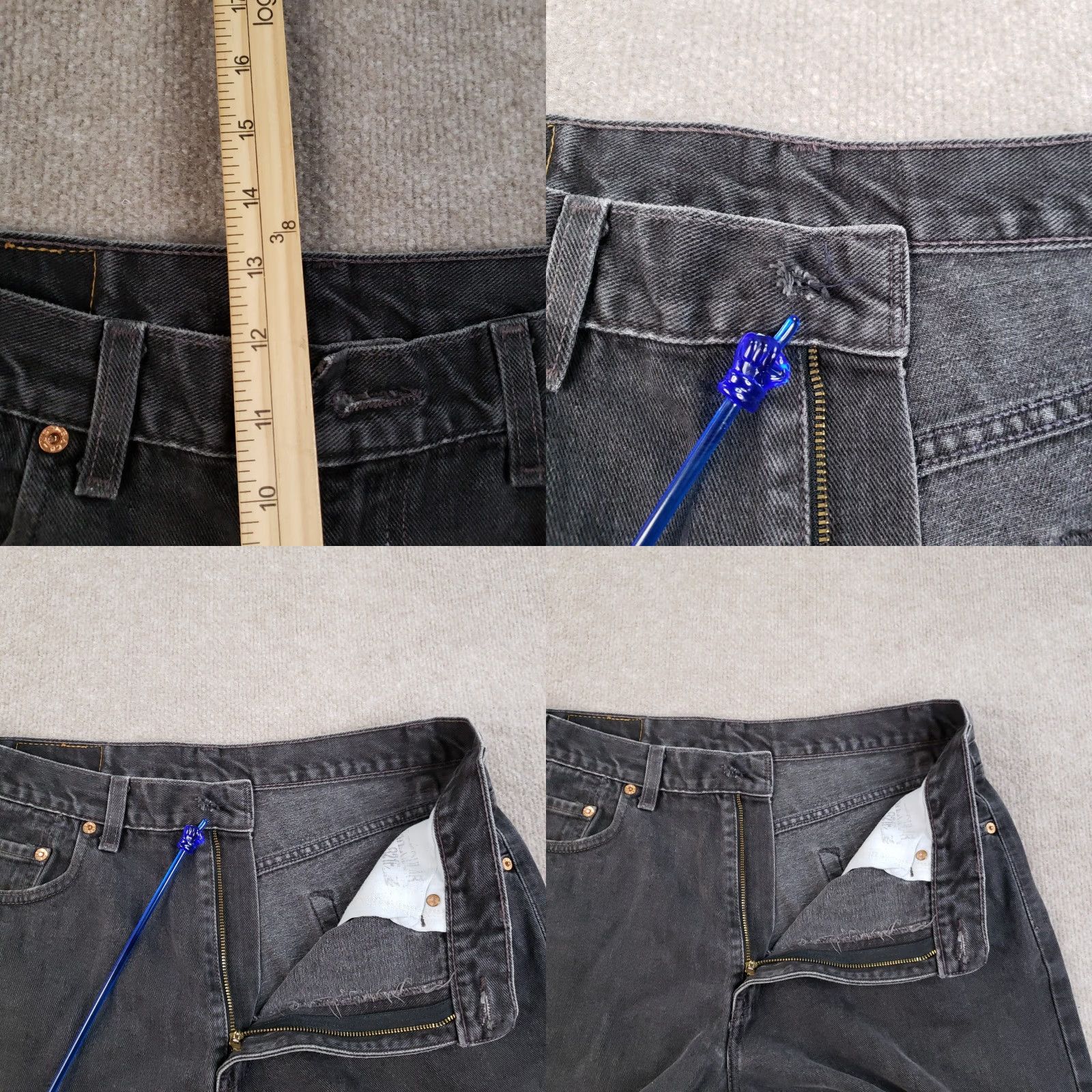 Levi's Levi's 550 Jeans Mens Black Denim 36x30 Relaxed Fit Straight Leg (34x28 Actual) Size US 36 / EU 52 - 8 Thumbnail