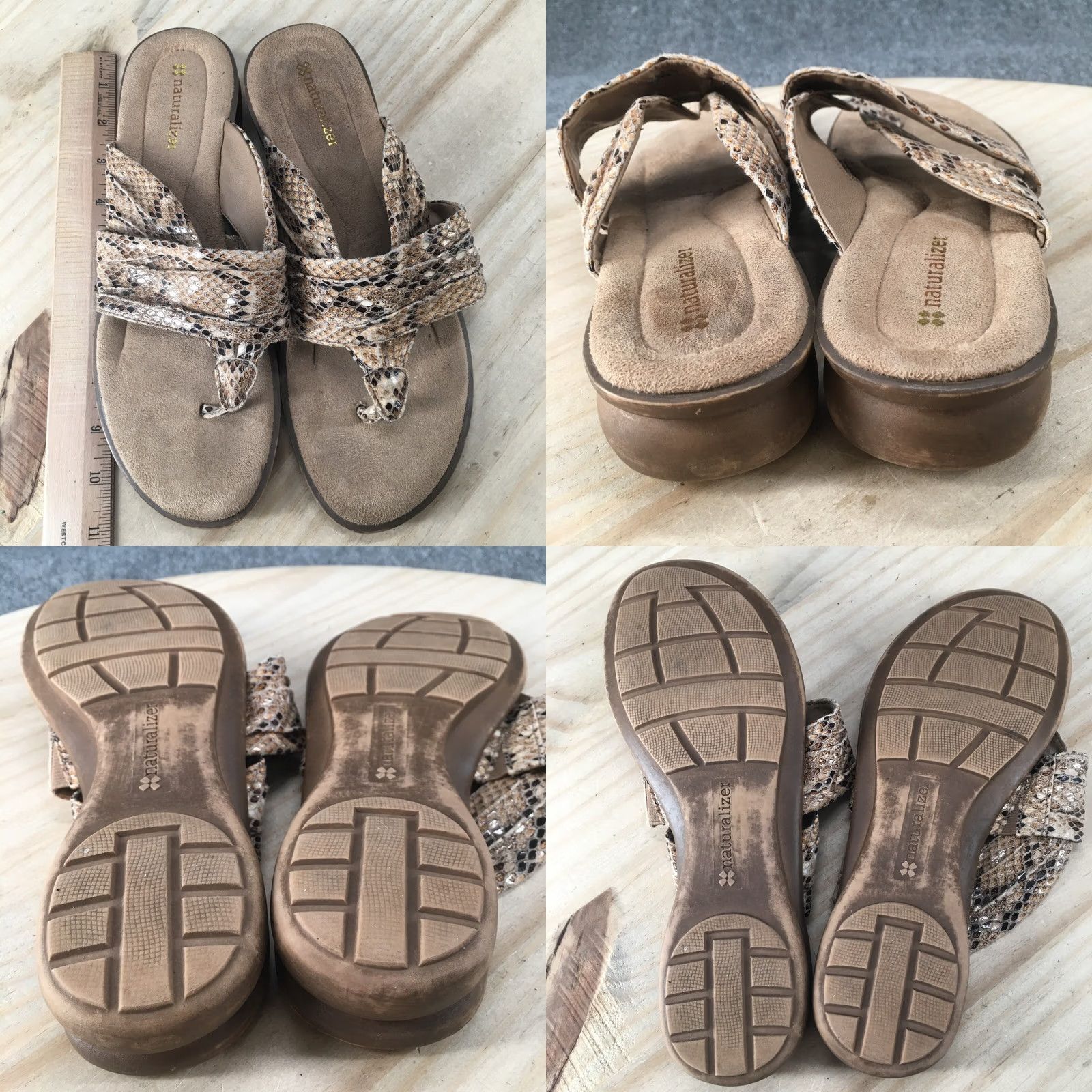 Naturalizer Naturalizer Joi Sandals Womens 8.5 M Casual Slip On Thong Brown Faux Leather Straps Size US 9 / IT 39 - 8 Thumbnail