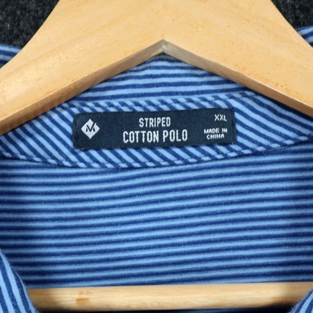 Vintage Member's Mark Polo Shirt Mens XXL Blue Striped Cotton Blend Size US XXL / EU 58 / 5 - 7 Thumbnail