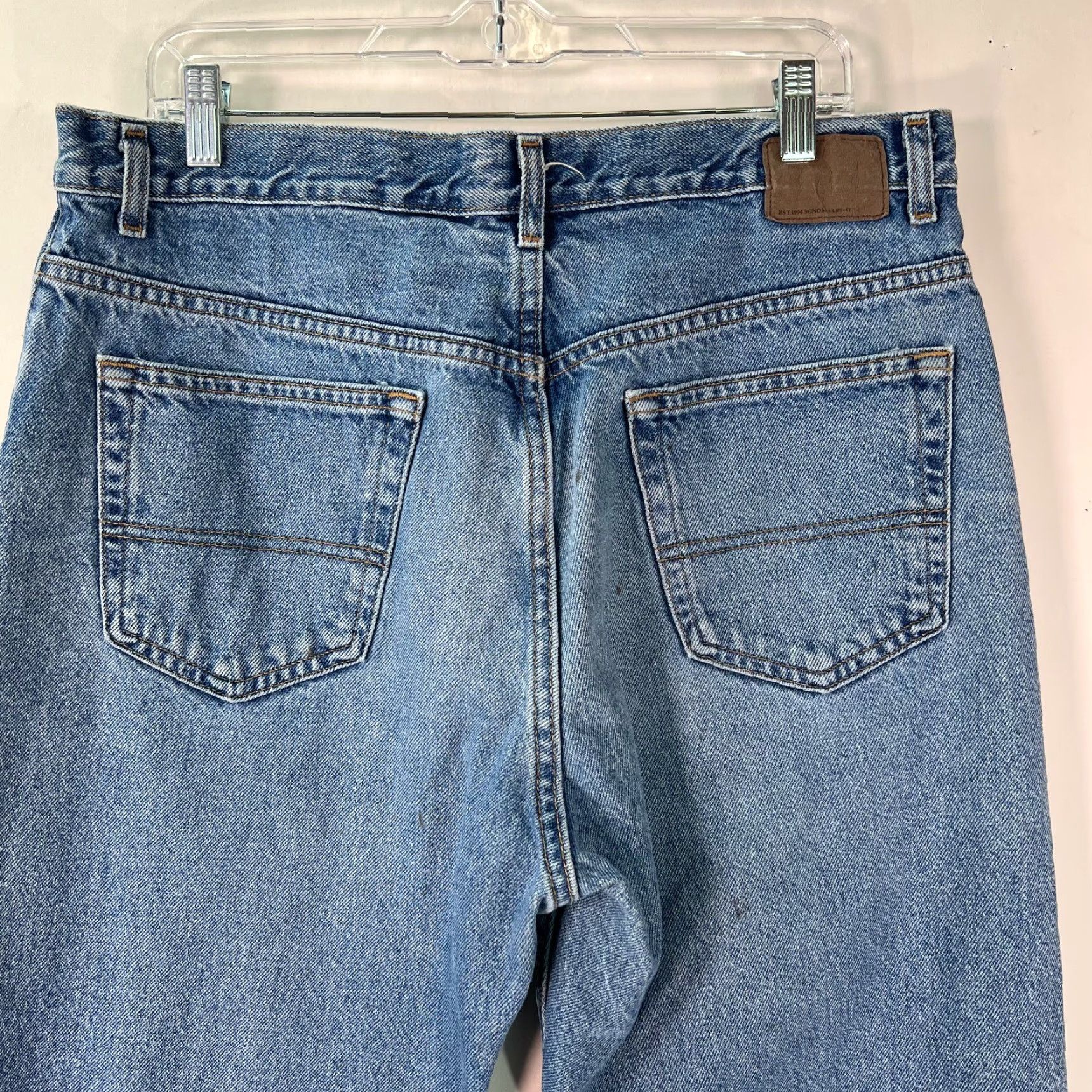 Denime Sonoma Life + Style Mens Stretch Medium Wash Casual Blue Denim Jeans Size 36X32 Jeans Men's Regular Blue 5-Pocket Design Baggy Size US 34 / EU 50 - 4 Thumbnail