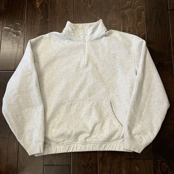 Supreme Sz M Supreme Cross Half Zip Sweatshirt Ash Grey Grailed