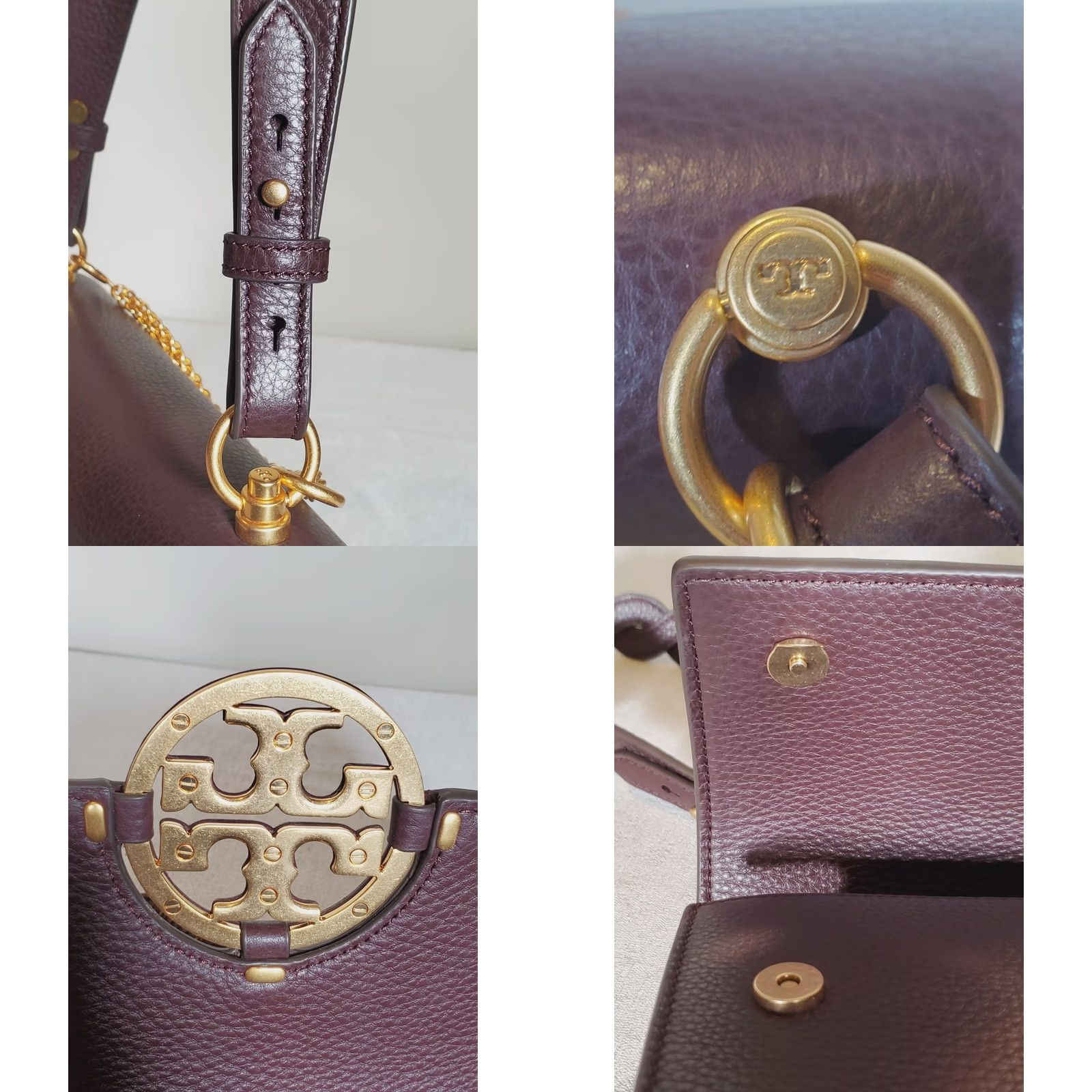 Tory Burch Tory Burch Miller Shoulder Bag Tempranillo Dark Burgundy Leather Magnetic Flap 83991 Large Crossbody Bag Women Womens Size ONE SIZE - 9 Thumbnail