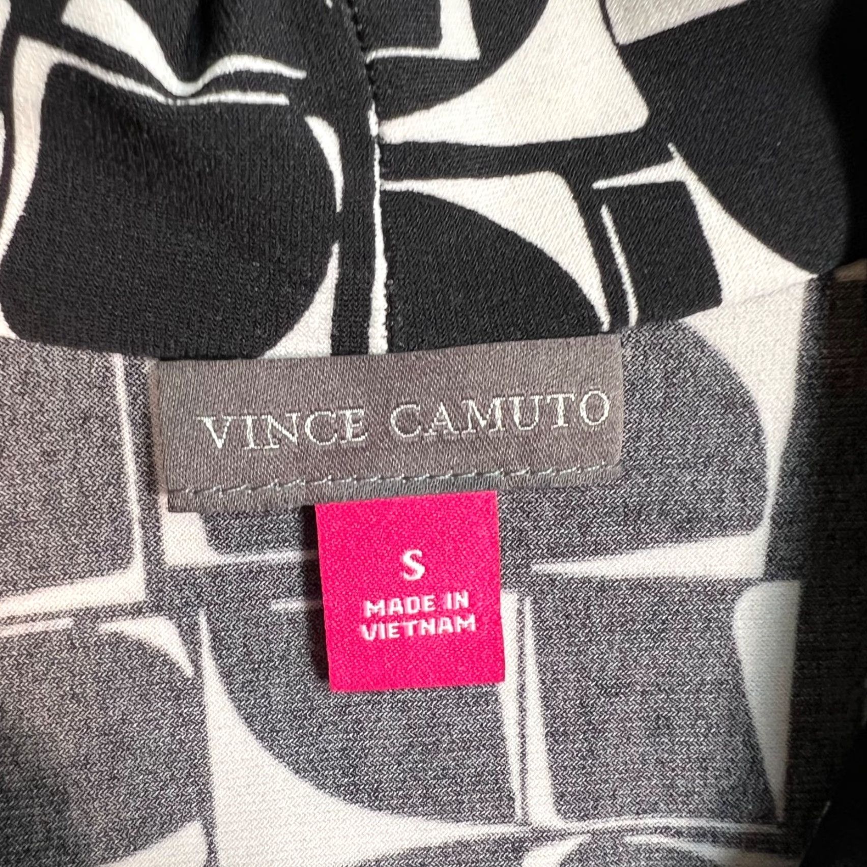 Vince Camuto Vince Camuto Womens Small Sleeveless Black & White Geometric Print Blouse Top Size S / US 4 / IT 40 - 3 Thumbnail