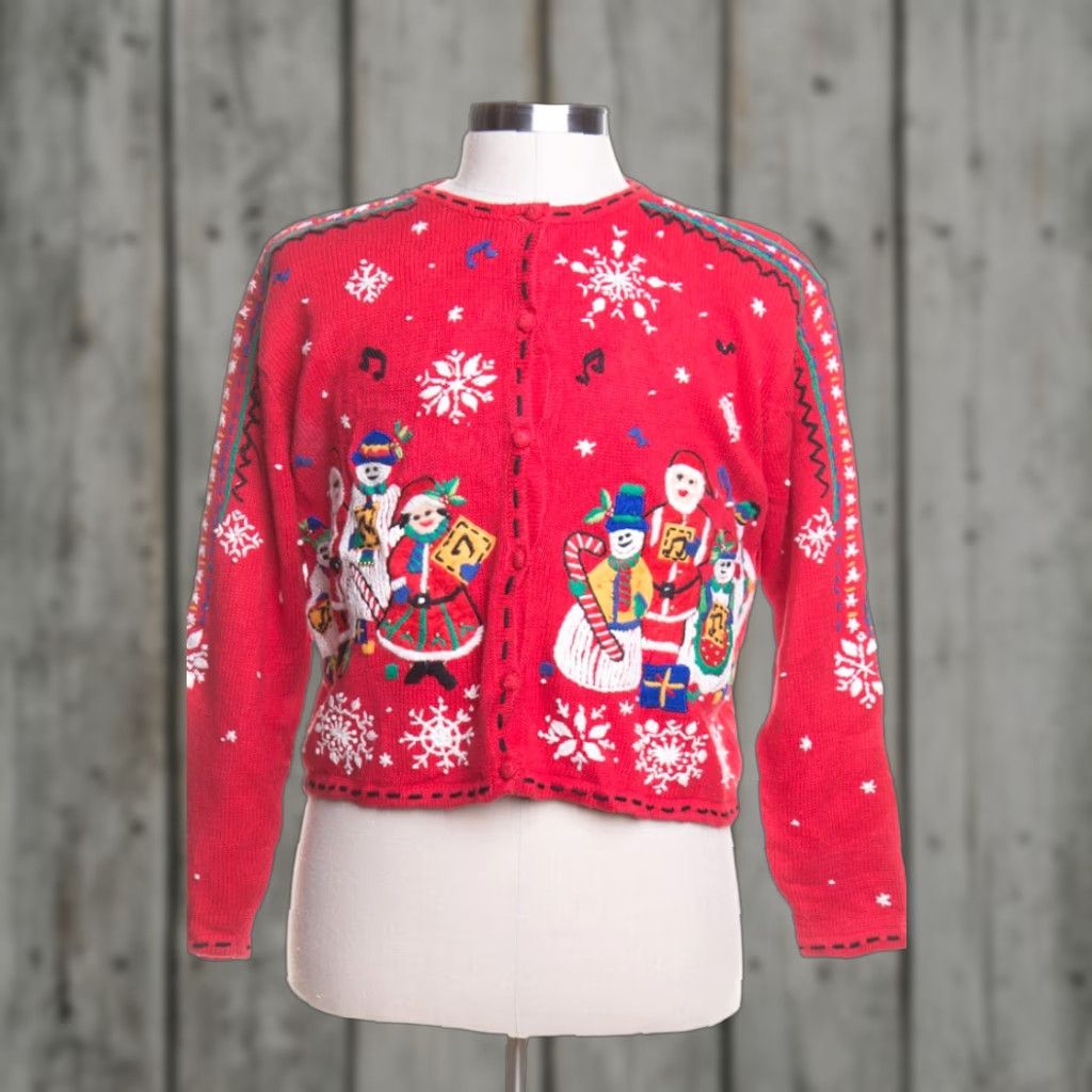 Vintage VINTAGE Studio Red Cardigan Shirt Mens Womens XL XXL 46" 19" Ramie Cotton Christmas Snowflakes Size L / US 10 / IT 46 - 1 Preview