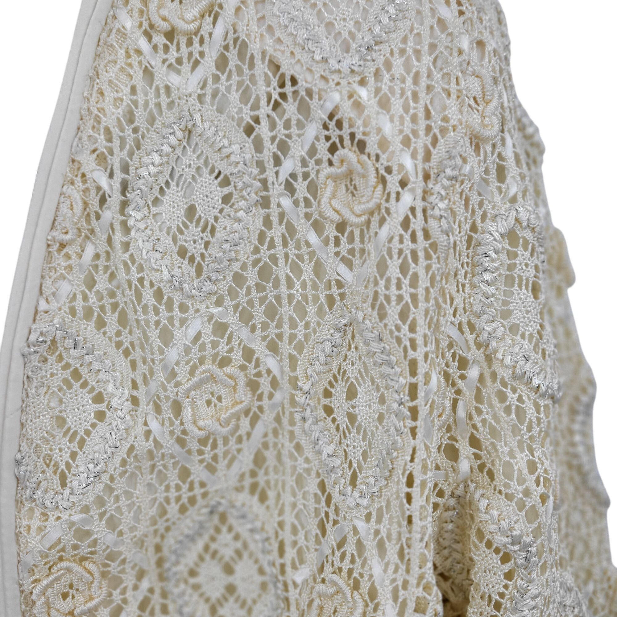 Vintage Vintage Handcrafted Formal Crochet Bolero Jacket M Vanilla O Size M / US 6-8 / IT 42-44 - 6 Thumbnail