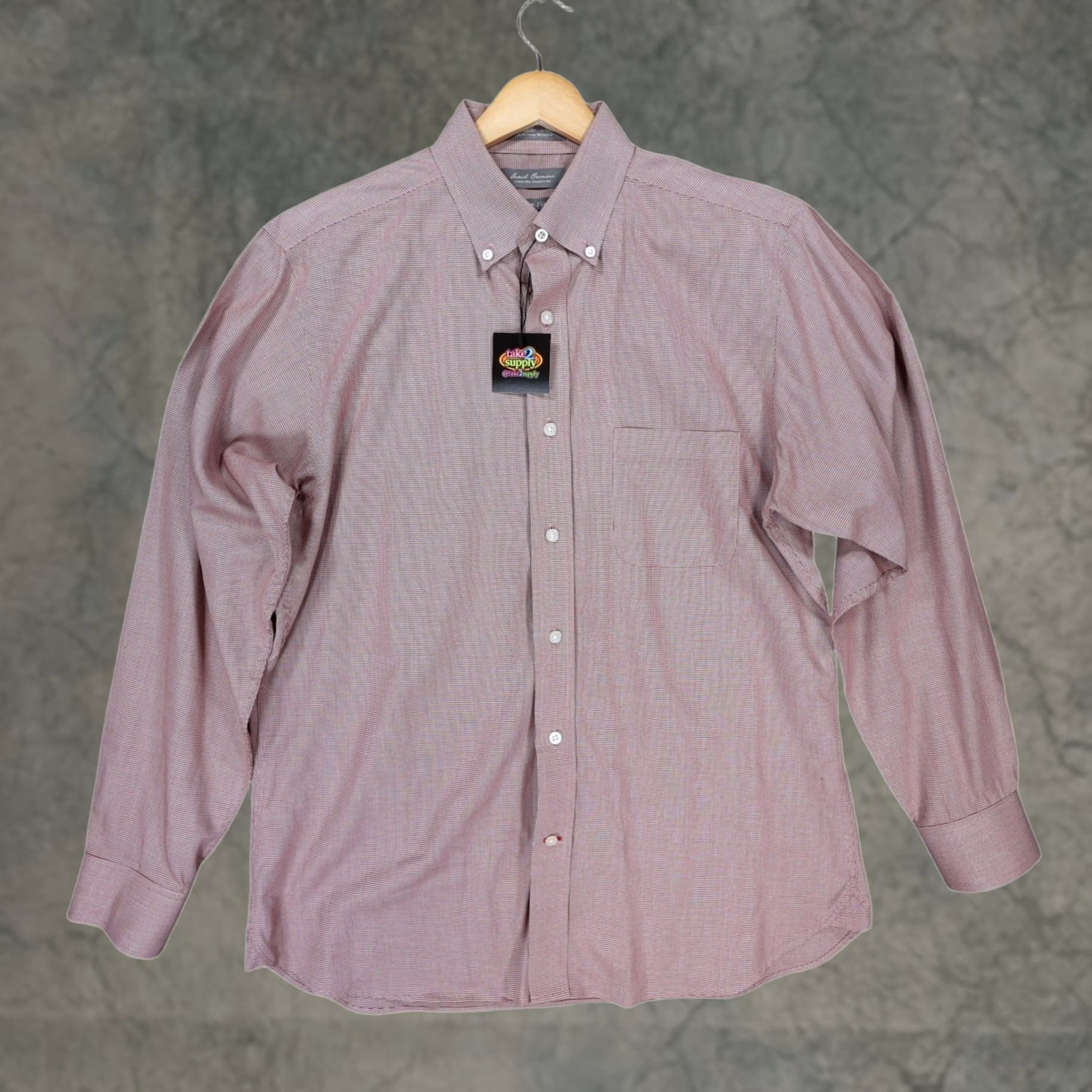 Cremieux Daniel Cremieux Mens Large Red Button Down Shirt Slim Fit Micro-Check Size US L / EU 52-54 / 3 - 1 Thumbnail