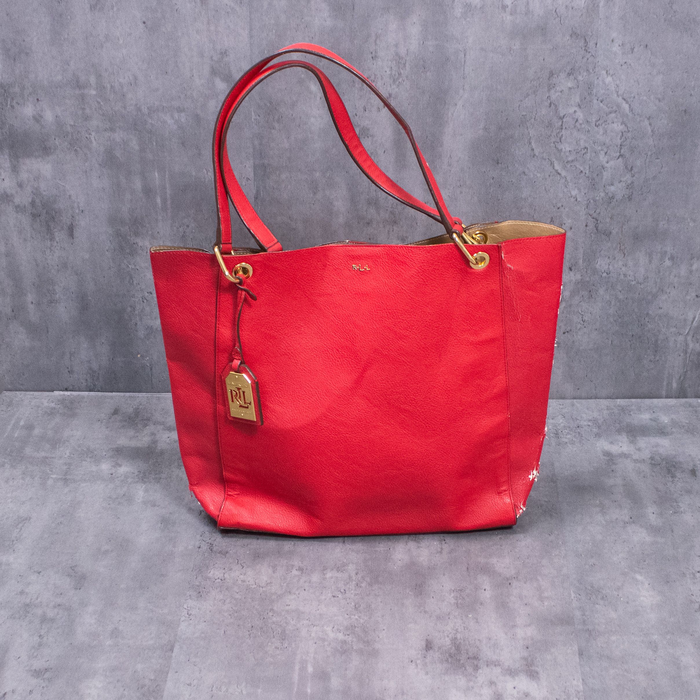 Polo Ralph Lauren Lauren Ralph Lauren Red Leather Tote Bag Size ONE SIZE - 1 Thumbnail