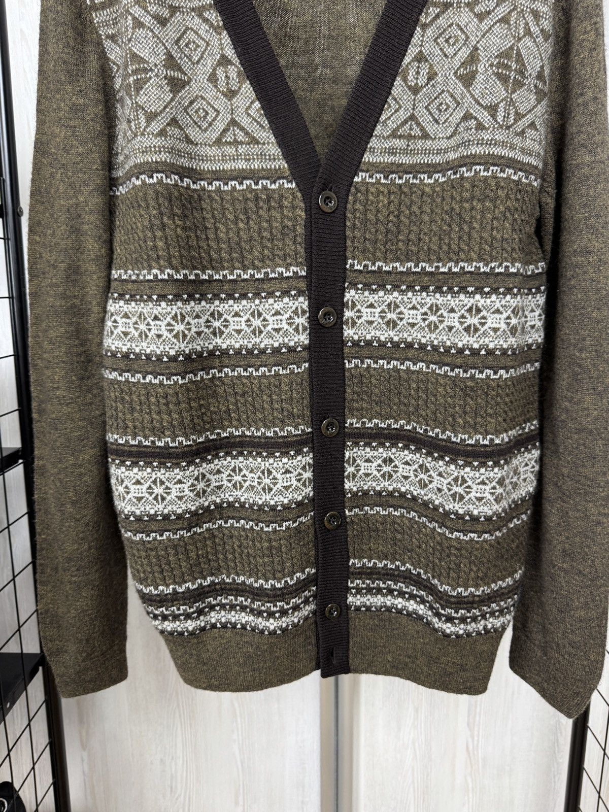 Hugo Boss Hugo Boss striped ornament wool alpaca angora silk cardigan Size US L / EU 52-54 / 3 - 6 Thumbnail