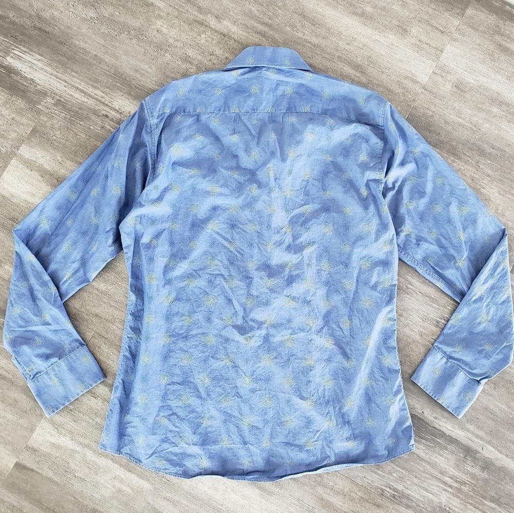 Designer Blue Detailed LPC Dressy Button Down Size 38R - 2 Thumbnail