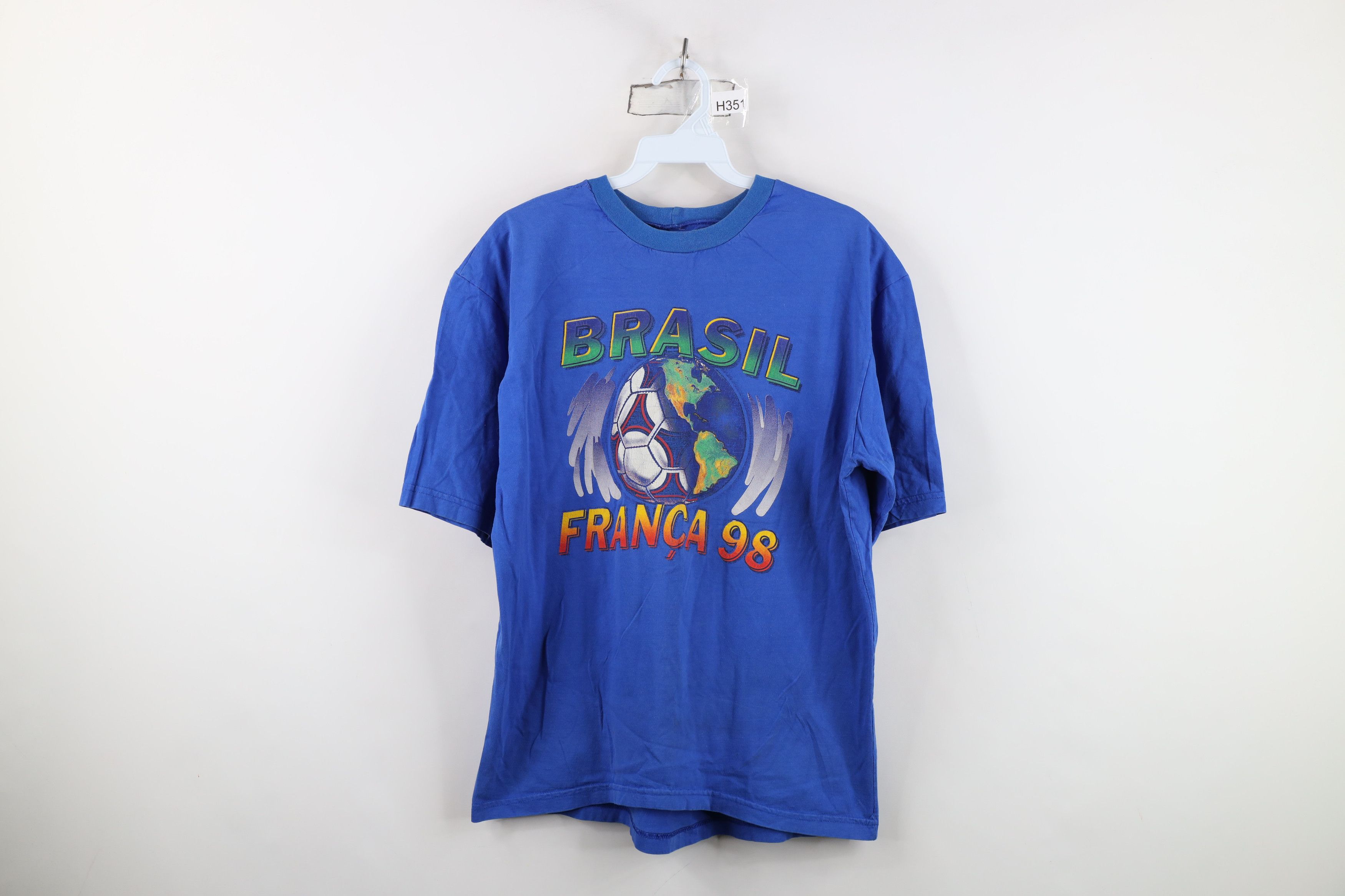 Vintage Vintage 90s World Cup France Brasil Soccer Football T-Shirt Size US M / EU 48-50 / 2 - 1 Thumbnail