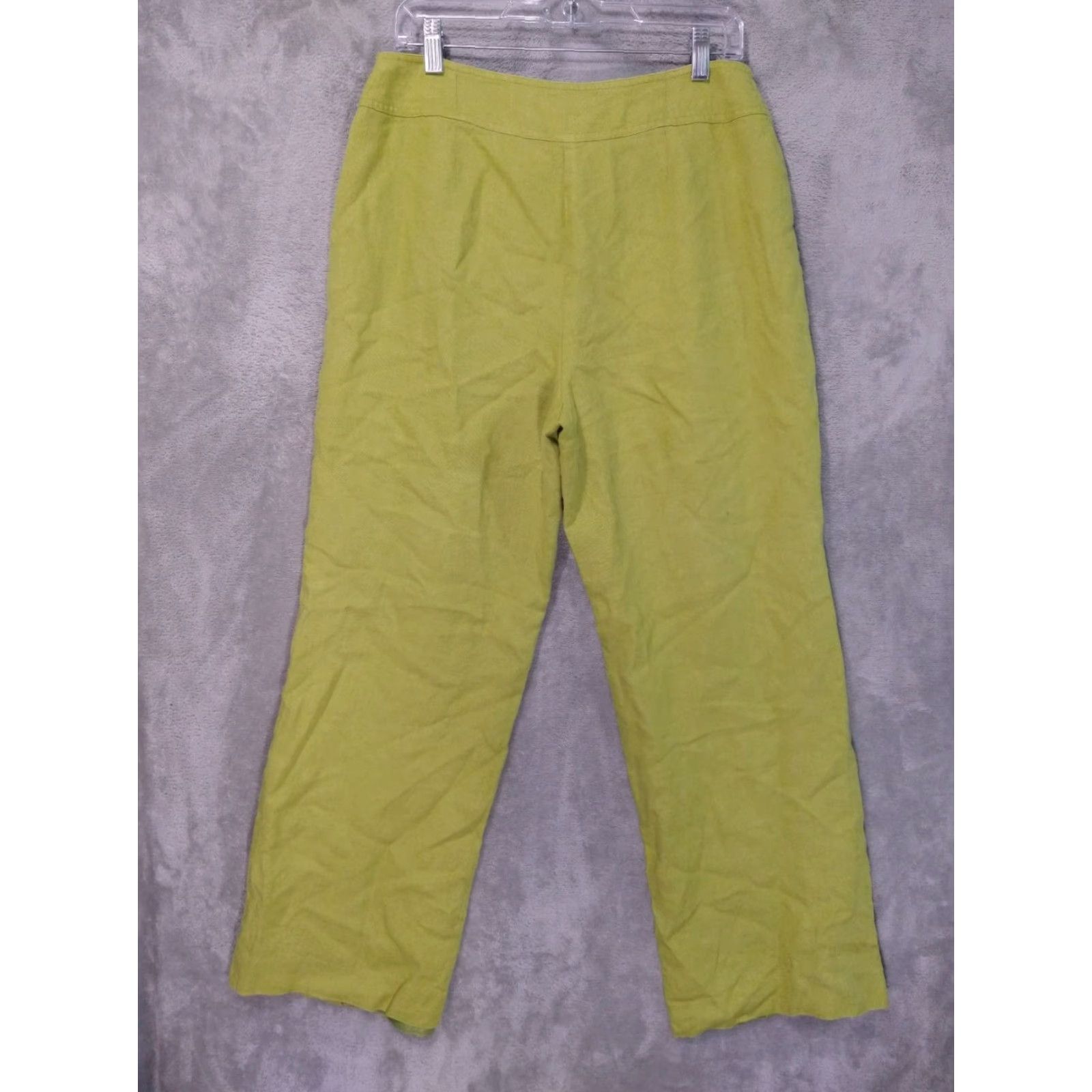 Talbots Talbots Pants Womens 14 Green Irish Linen Straight Leg High Rise Trouser Pull On Size 36" / US 14 / IT 50 - 2 Thumbnail