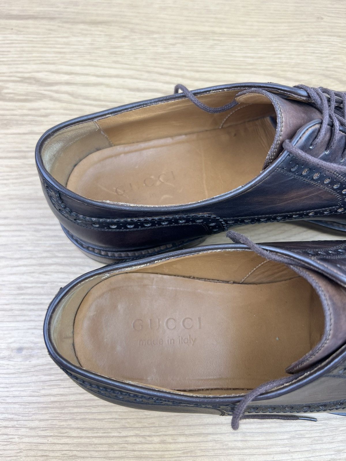 Gucci GUCCI Derby Brogues Leather Shoes Wingtip Brown Men’s Size US 10 / EU 43 - 18 Thumbnail