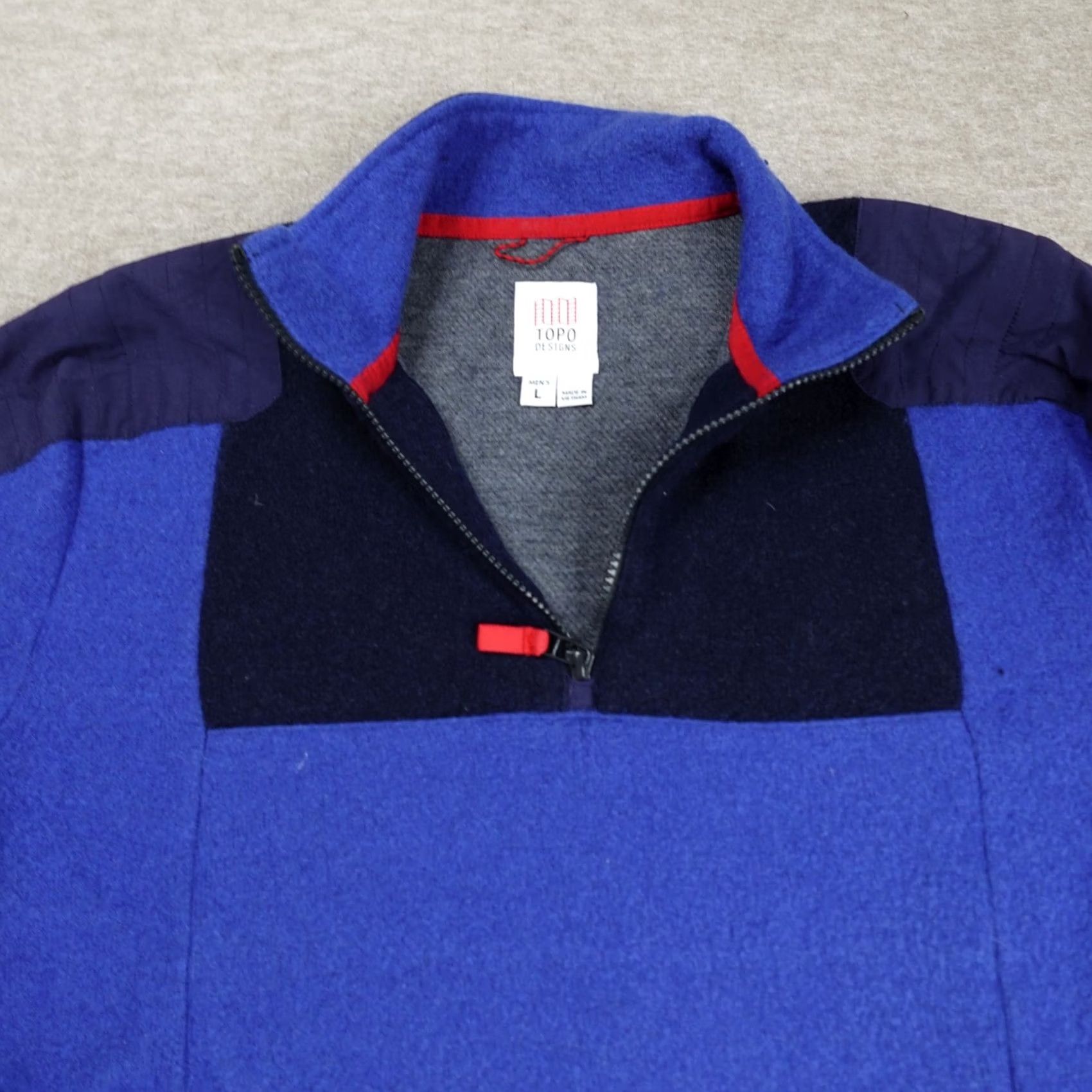 Topo Designs Topo Designs Mens Sweater Regular Wool Blend 1/4 Zip Blue Crew Neck Winter Fall Pullover Shirt Size US L / EU 52-54 / 3 - 2 Thumbnail