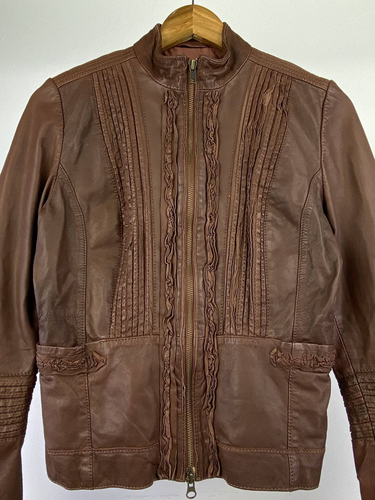 Max Mara Max Mara Lamb Leather Fitted Jacket Brown Luxury Size XS / US 0-2 / IT 36-38 - 11 Thumbnail