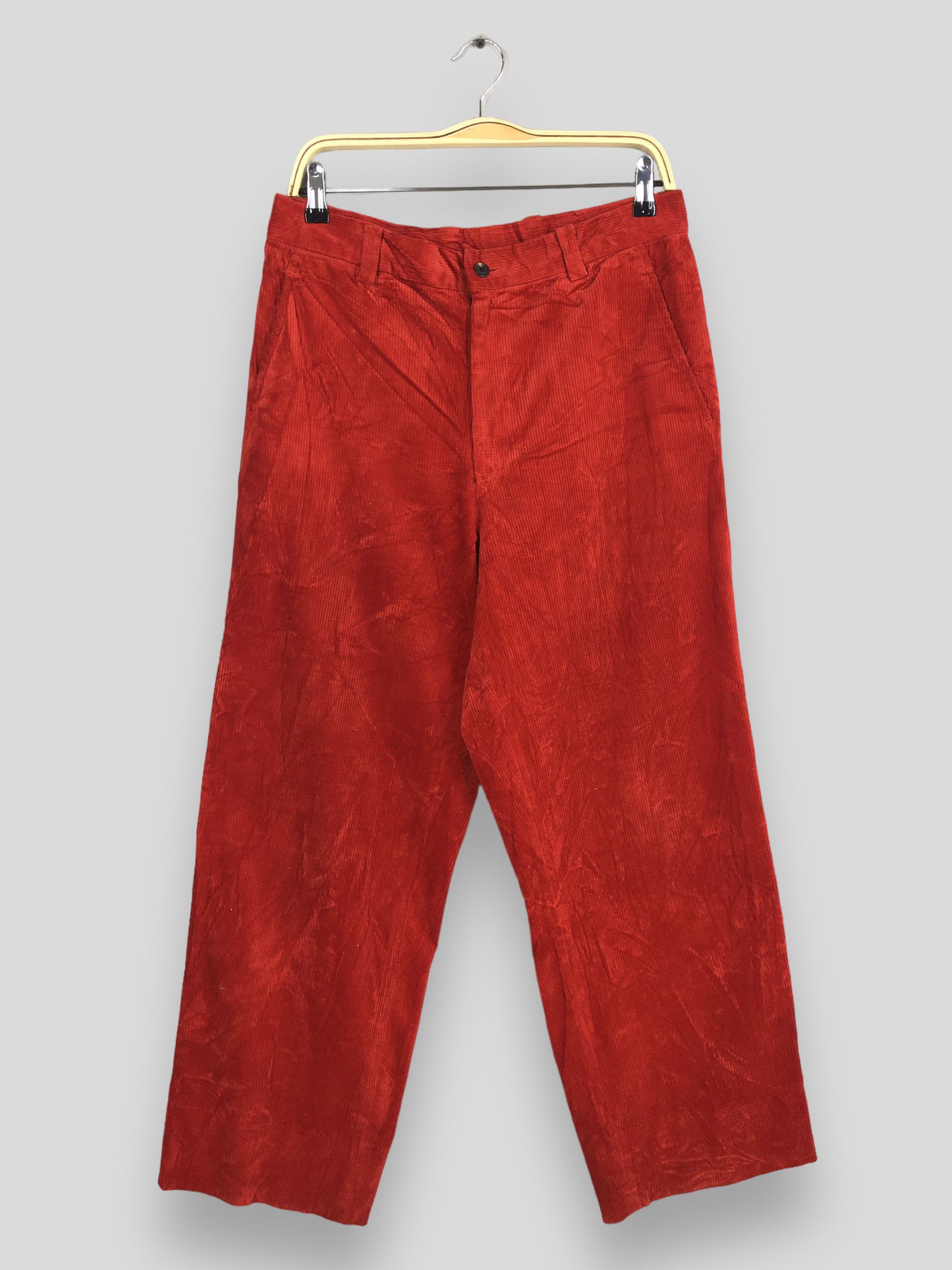 Size 30x28 Vintage 80s Issey Miyake Japan Red Corduroy Pants