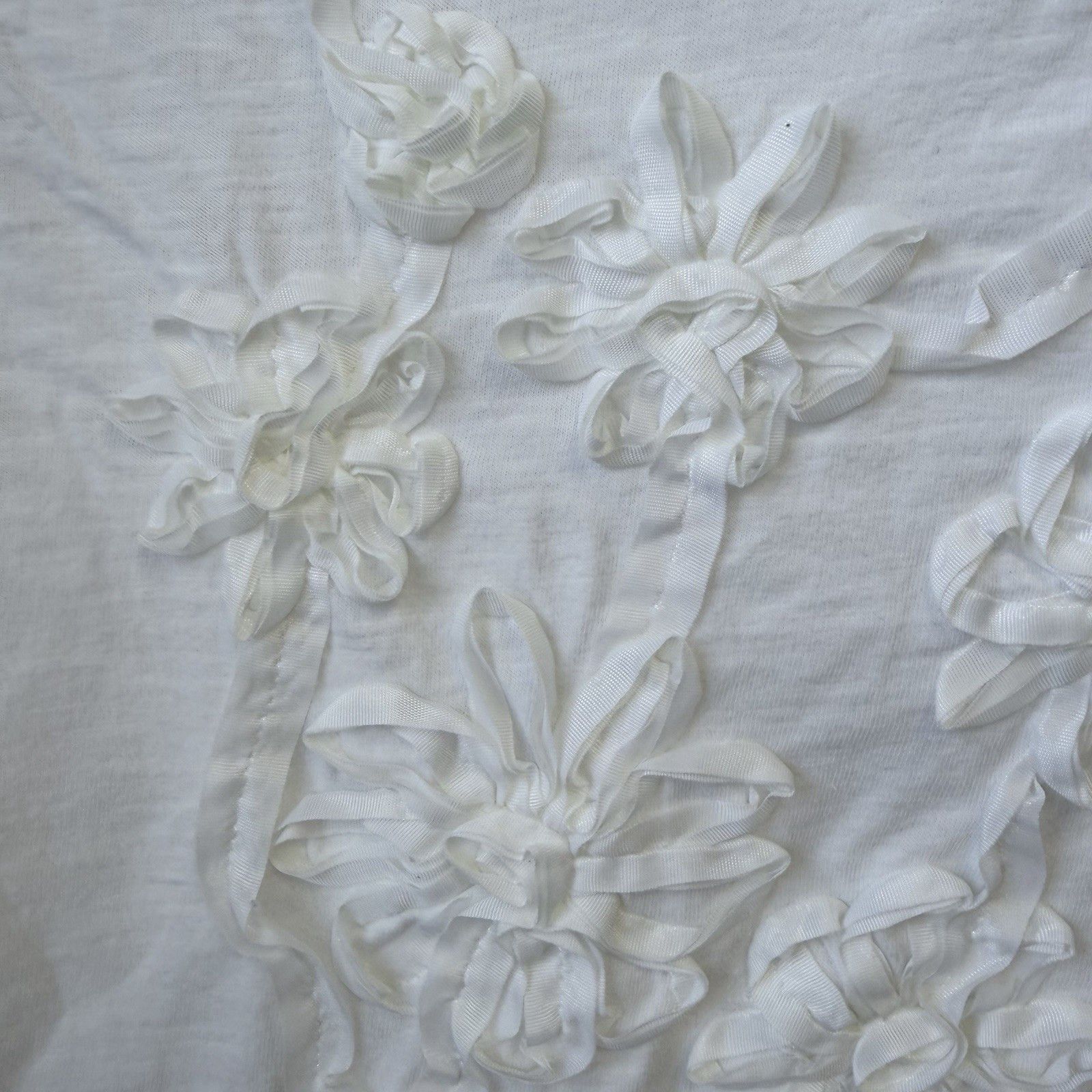 Other Po Pori White 3D Floral Appliqué Tee Boho Cotton Top S Size S / US 4 / IT 40 - 5 Thumbnail