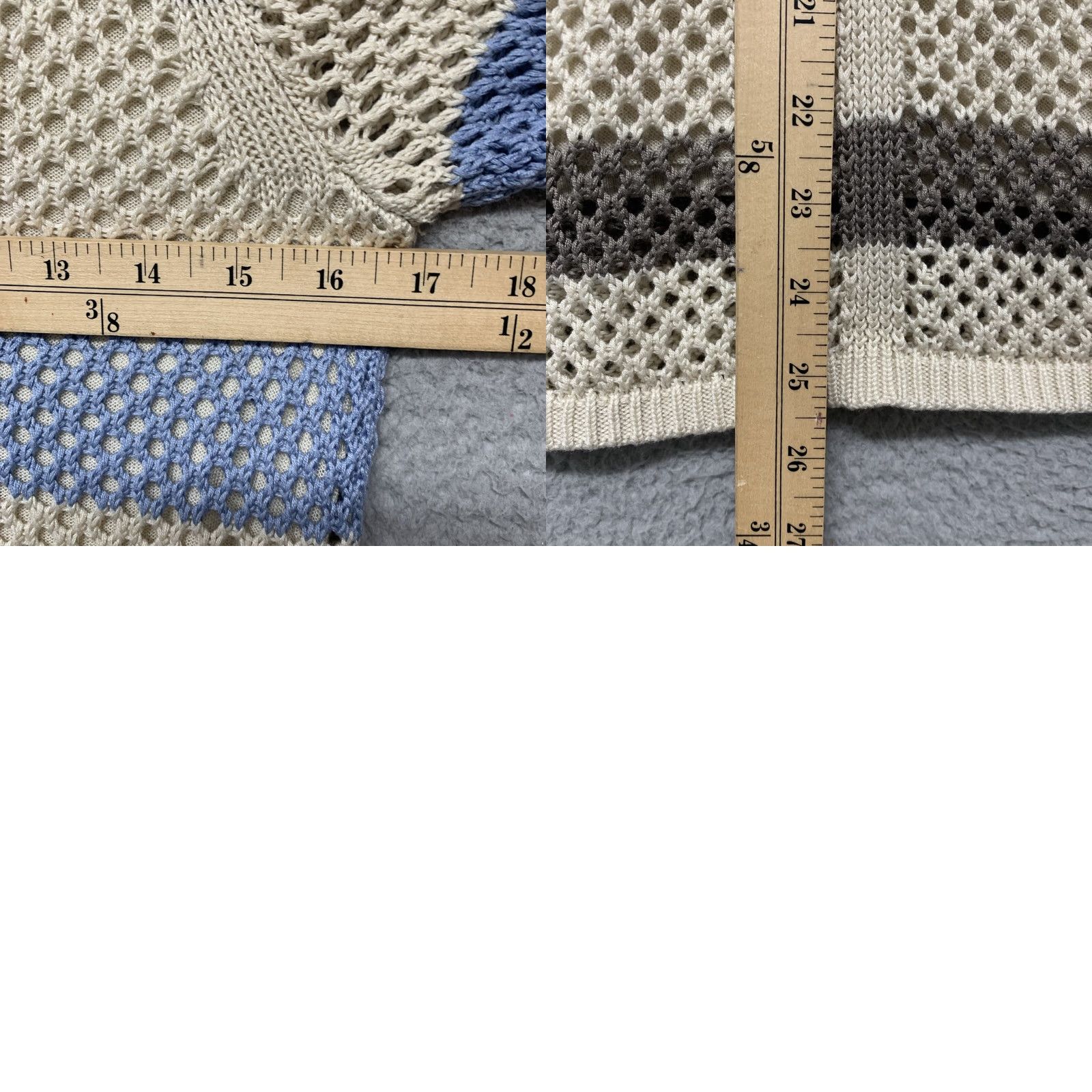 Croft & Barrow Croft & Barrow Women’s Long Sleeve Knitted Top Stripe Cream Blue Tones V-Neck M Blue Tan Size M / US 6-8 / IT 42-44 - 8 Thumbnail