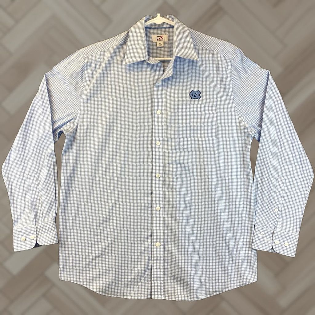 Cutter & Buck VINTAGE Cutter & Buck Dress Shirt Blue S Button-Down Long Sleeve Stripe / 77-51 University Theme Mens Shirt Small Blue, 100% Cotton, Regular Fit Size 36R - 1 Thumbnail