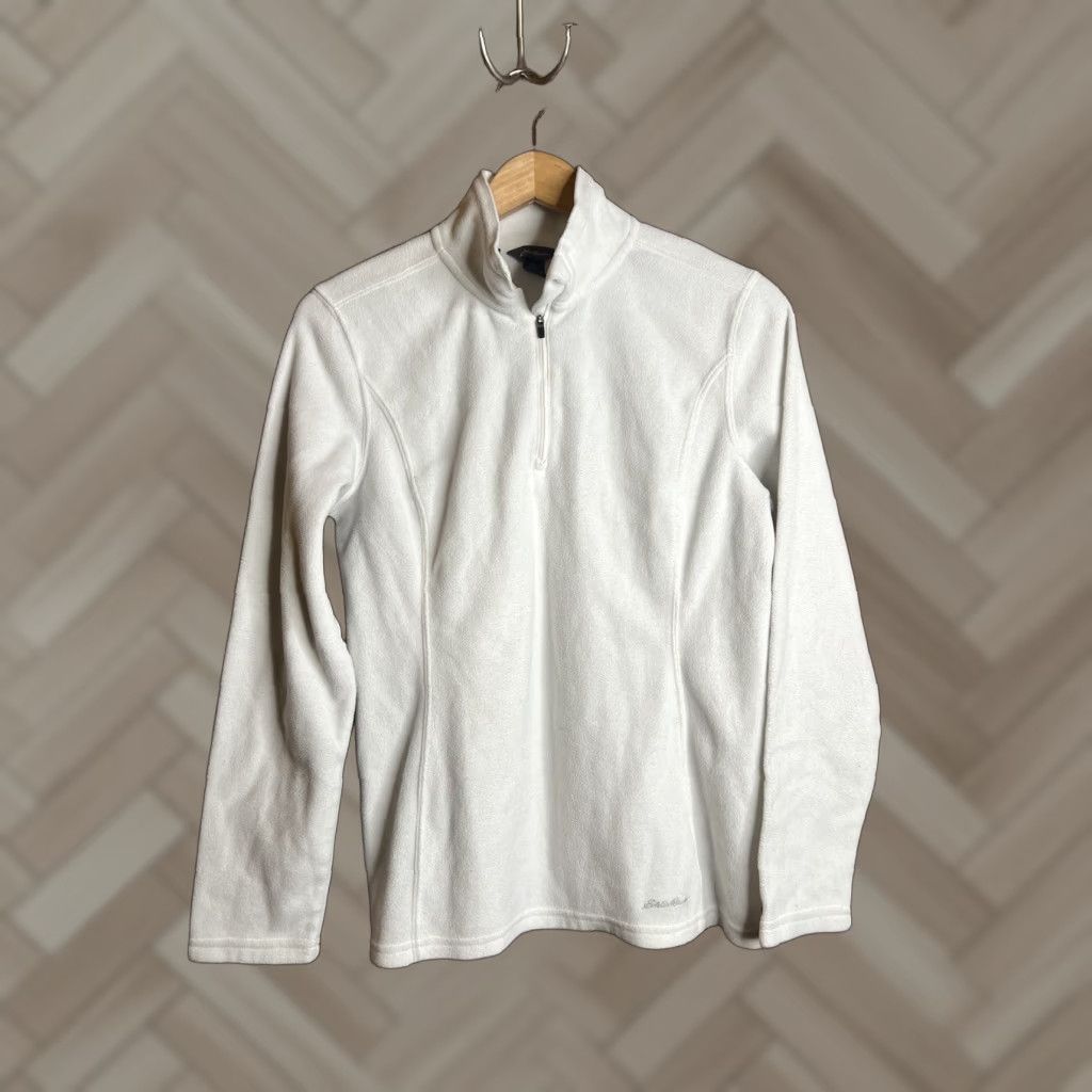 Eddie Bauer EDDIE BAUER Pullover Jacket Womens M White Fleece 1/4 Zip Embroidered Pockets Solid Mid-Length Jacket Womens Regular Size M Size M / US 6-8 / IT 42-44 - 1 Thumbnail