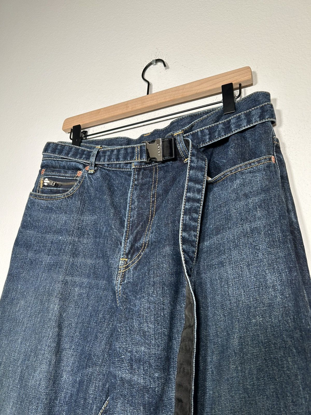 Sacai NWT! SS24 Belted Knee Zip Denim Jeans Size US 32 / EU 48 - 2 Thumbnail