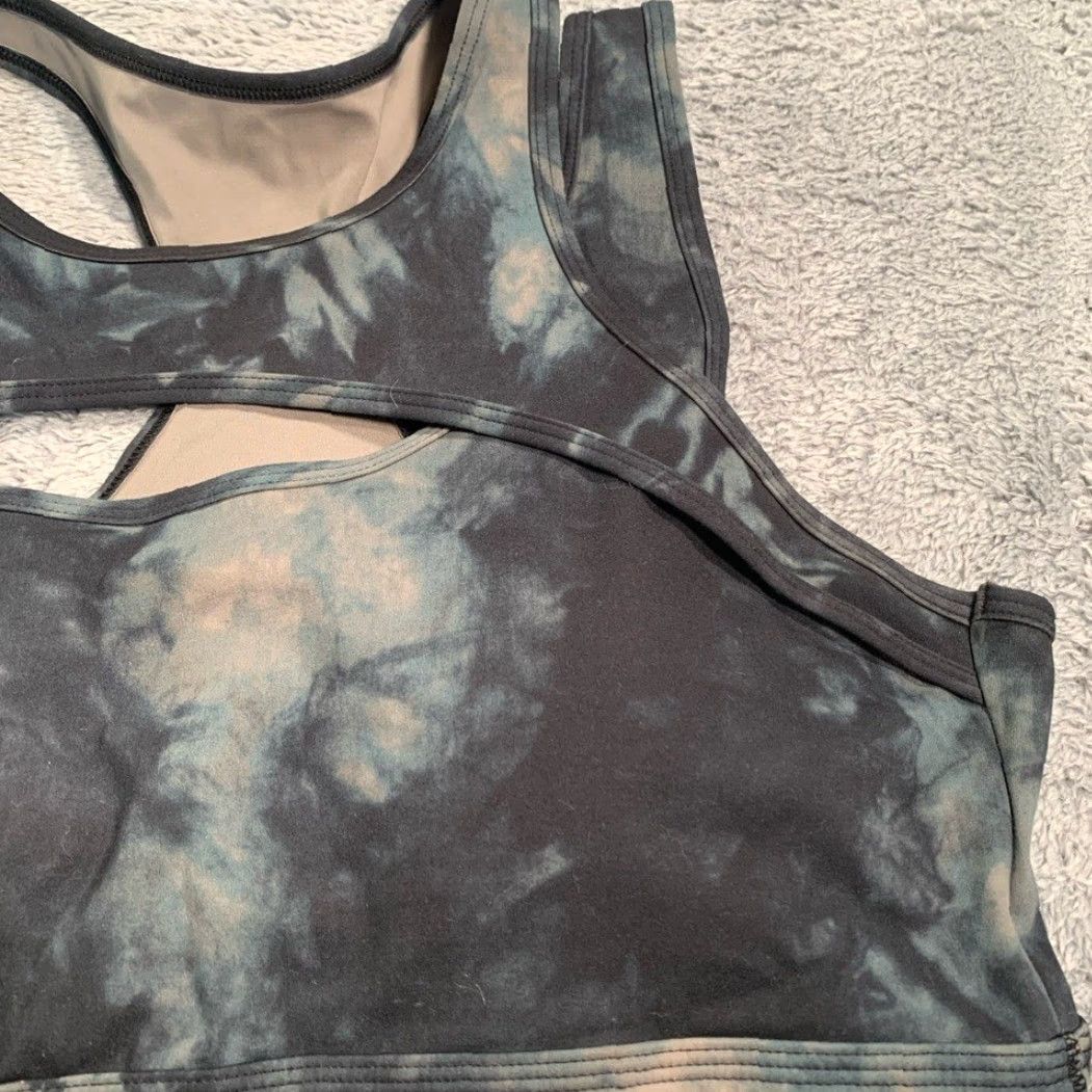 Vintage ALPHALETE Black and Gray Tie-Dye Sports Bra L Bra Women Size ONE SIZE - 4 Thumbnail