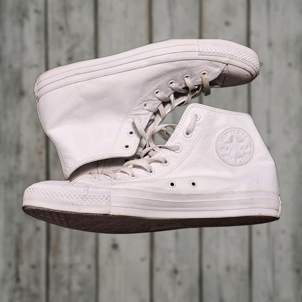 Converse Converse All-Star Chuck Taylor Hi Top Trainers Unisex Adults 11.5 Leather White Star Logo Size L / US 10 / IT 46 - 1 Thumbnail