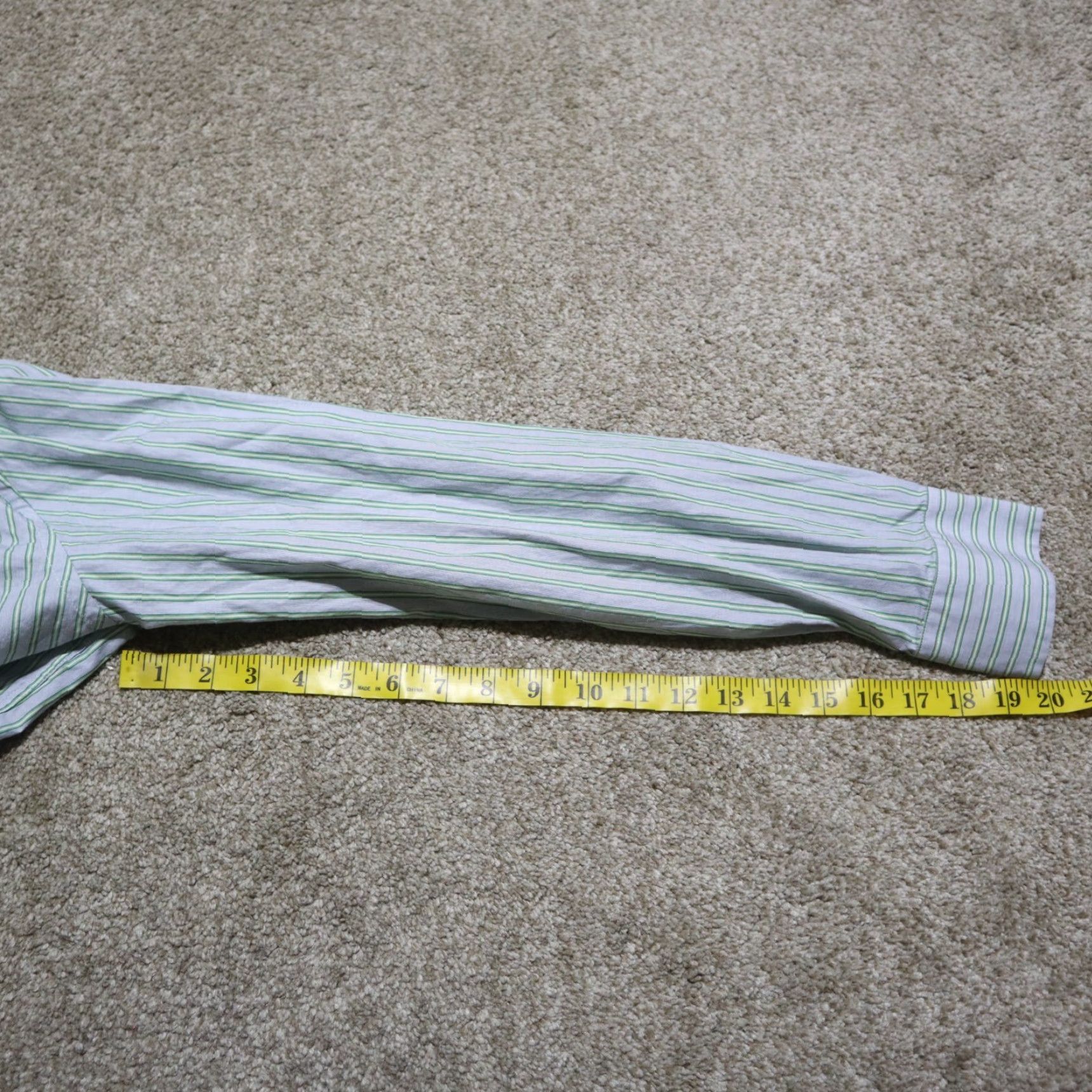 Egara Egara Shirt Mens Button-Up Long Sleeve 100% Cotton Gray/Green Stripes XL, Casual, Non-Iron, Collared, Button Front Size US XL / EU 56 / 4 - 7 Thumbnail