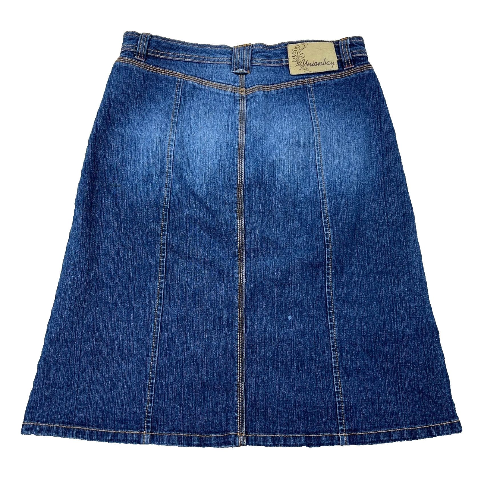 Vintage VINTAGE UNIONBAY Skirt Women 7 Denim Midi Blue A-Line Casual Womens 90s 2000s Reading: Short, Mid Rise, Pockets, Logo Size 28" / US 6 / IT 42 - 2 Thumbnail
