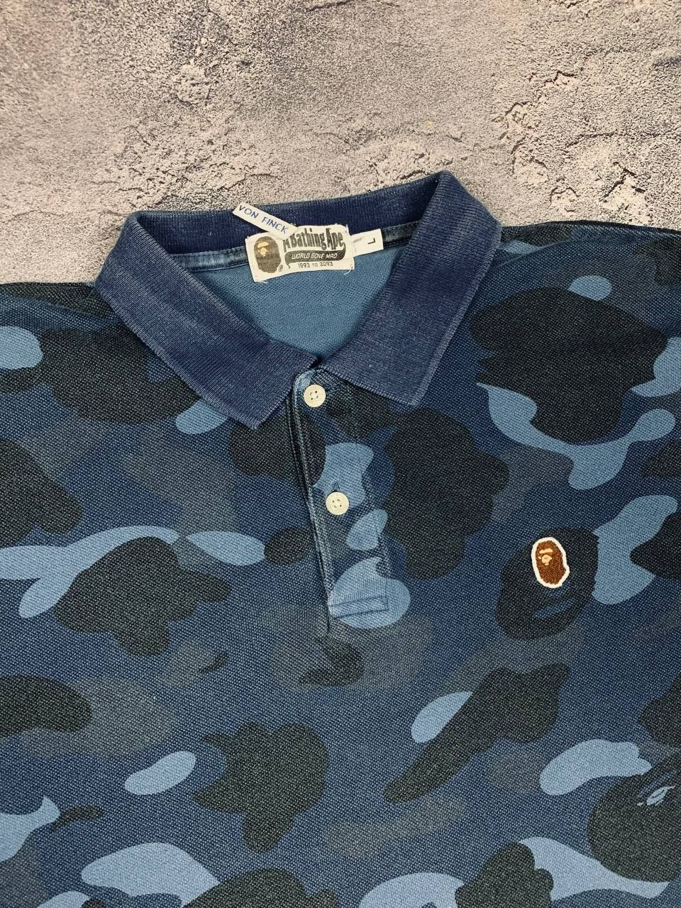 Bape Bape A Bathing Ape Blue Camo Polo Shirt Authentic Ape Head Size US L / EU 52-54 / 3 - 6 Thumbnail